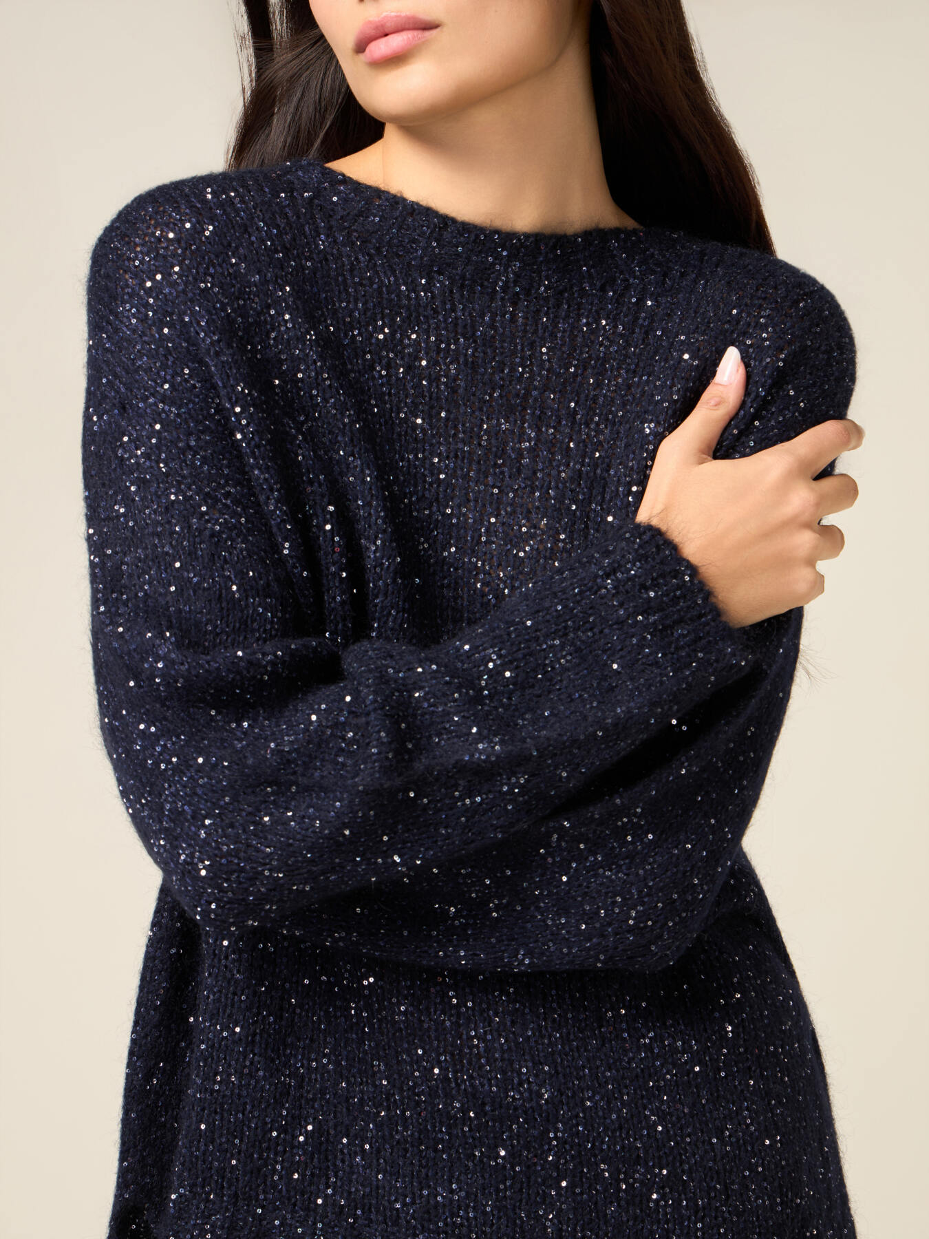 Mixed mohair sweater with micro sequins image number 2