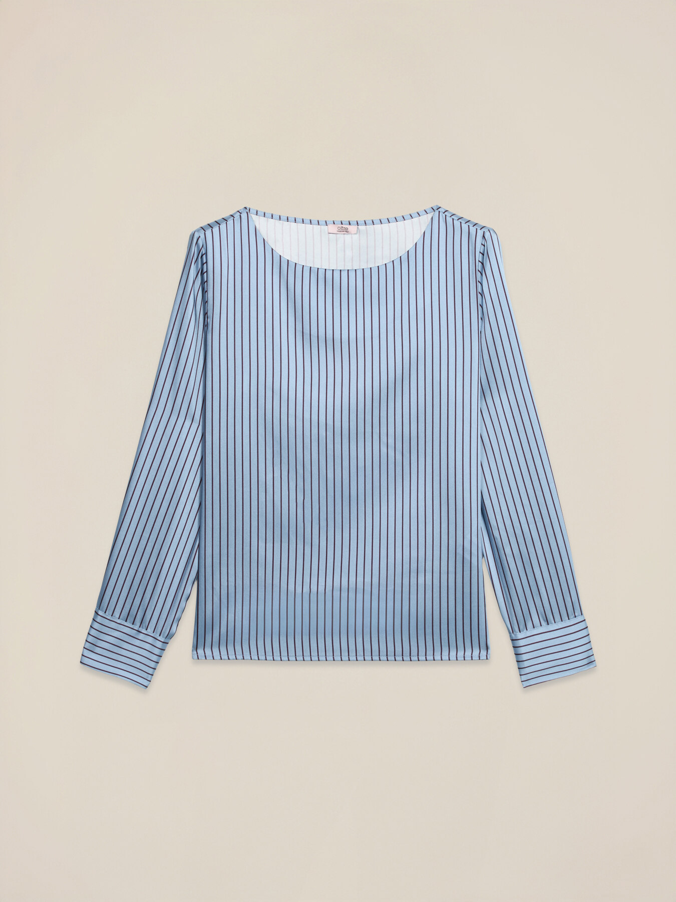 Gestreifte Satin-Bluse image number 4