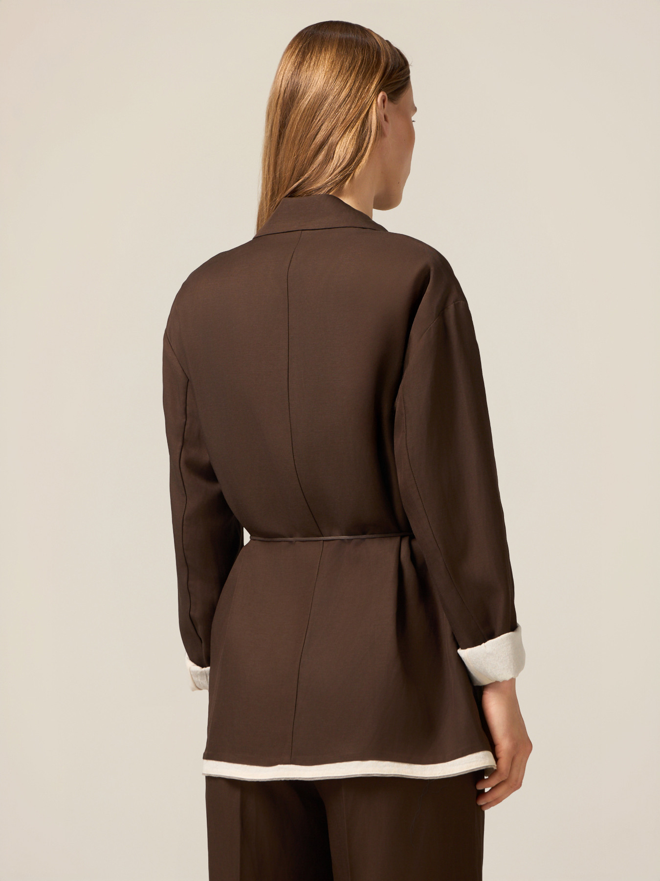 Doppelreihiger Blazer aus Satin mit G&uuml;rtel image number 1