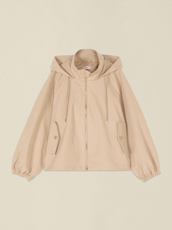Mixed cotton parka jacket with hood