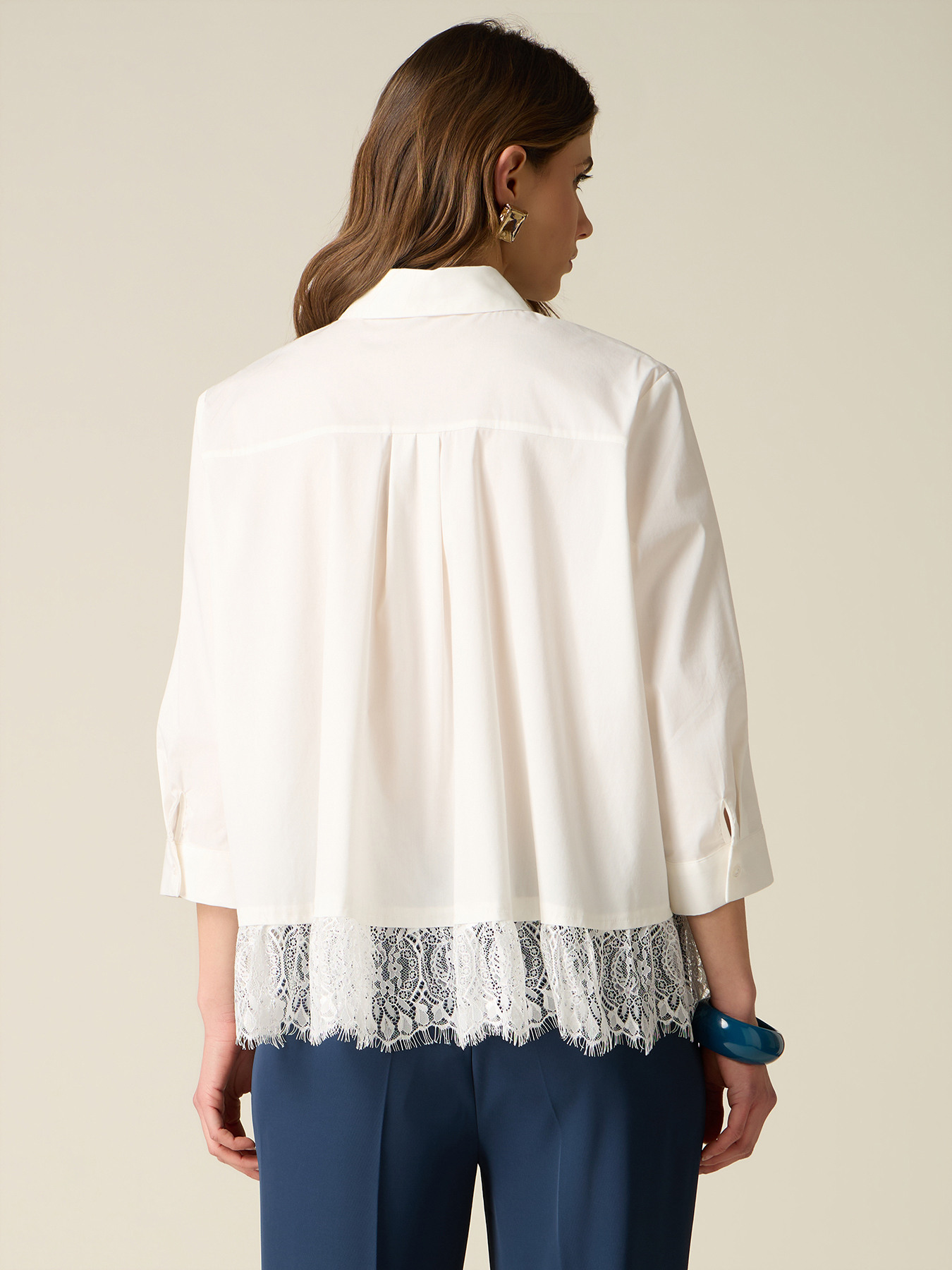 Shirt with lace ruffle image number 1