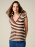 T-shirt scollo a V a righe image number 0