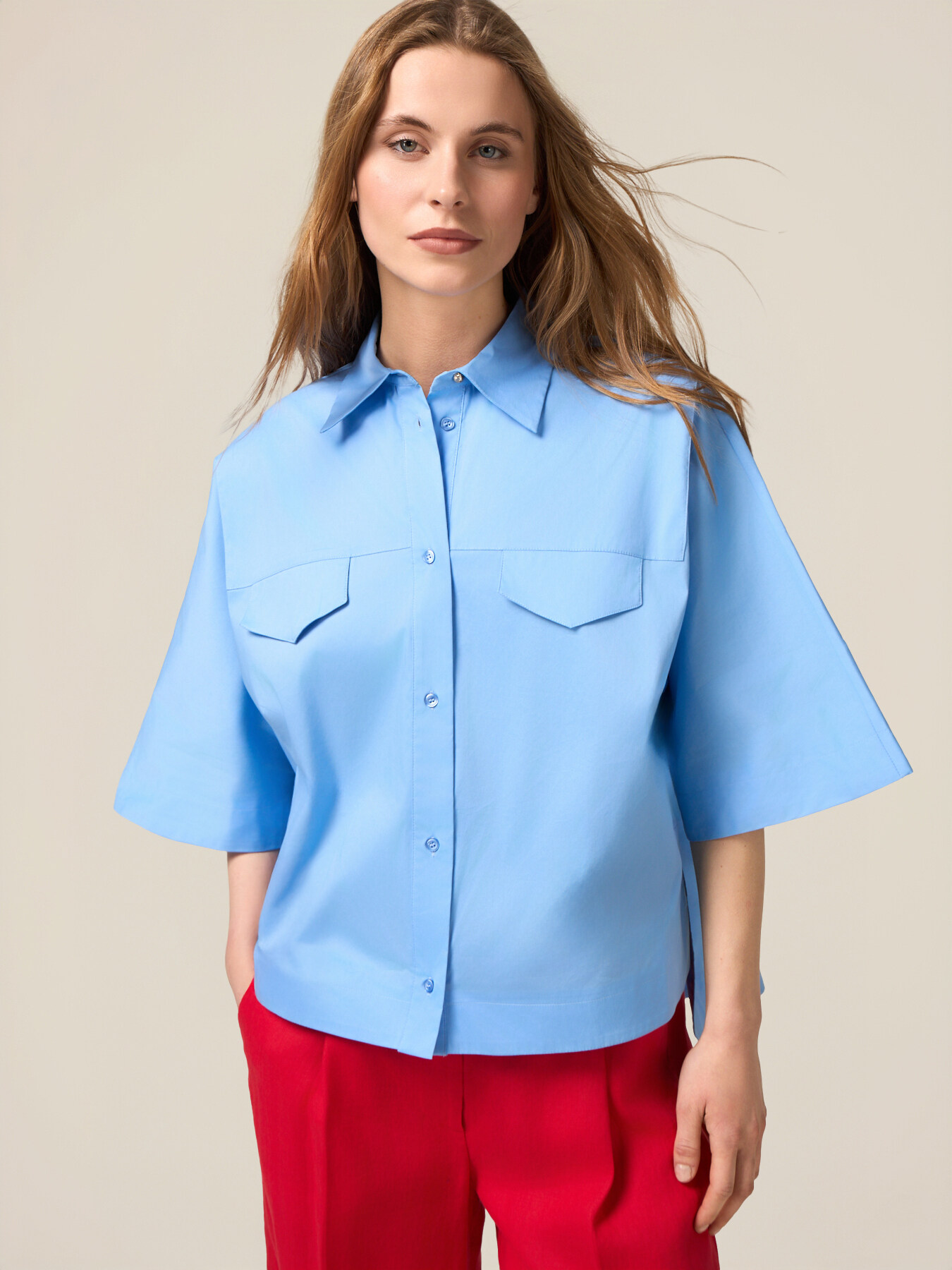 Camicia boxy con taschini image number 0
