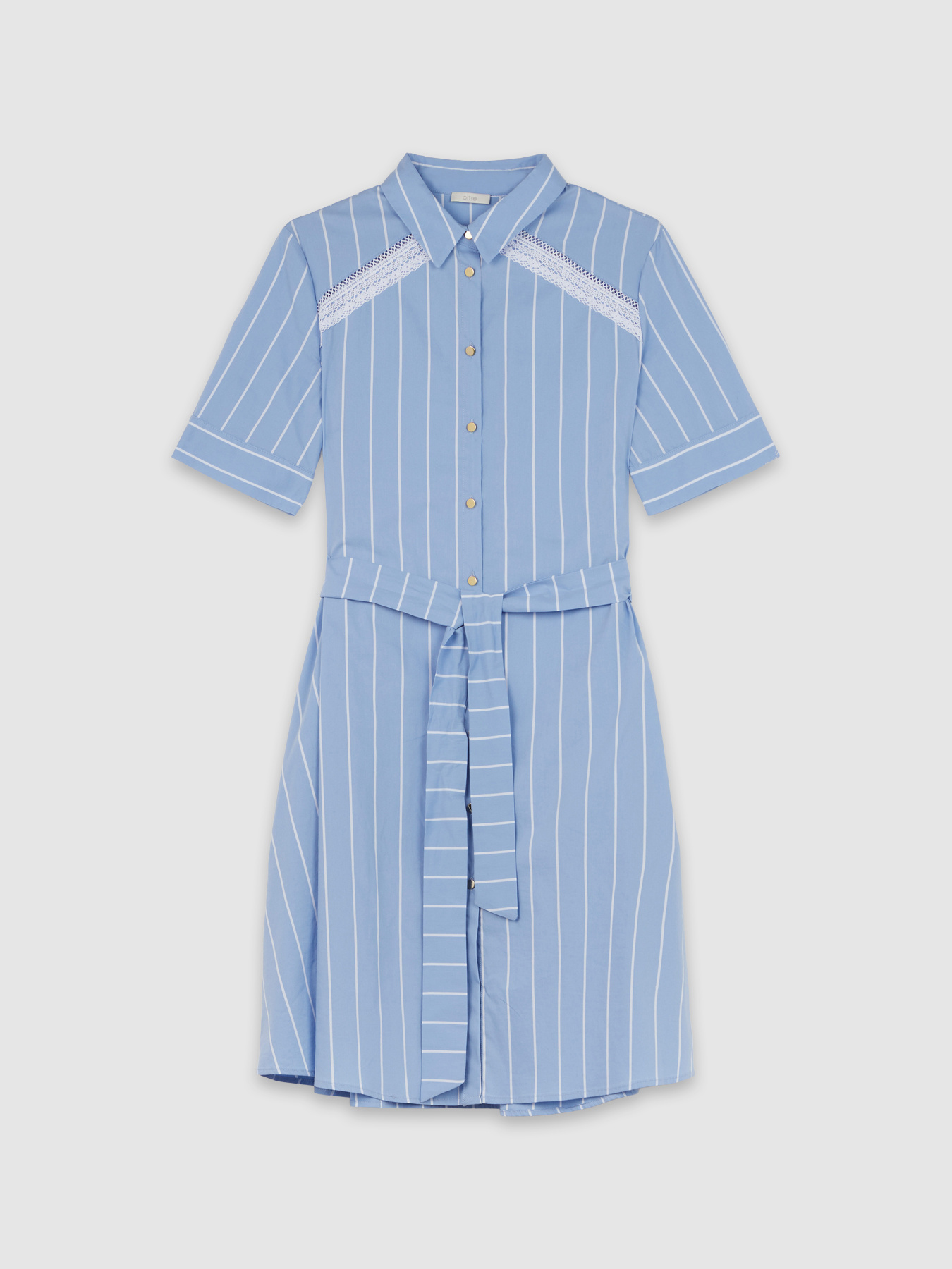 Gestreiftes Hemdblusenkleid aus Popeline image number 3