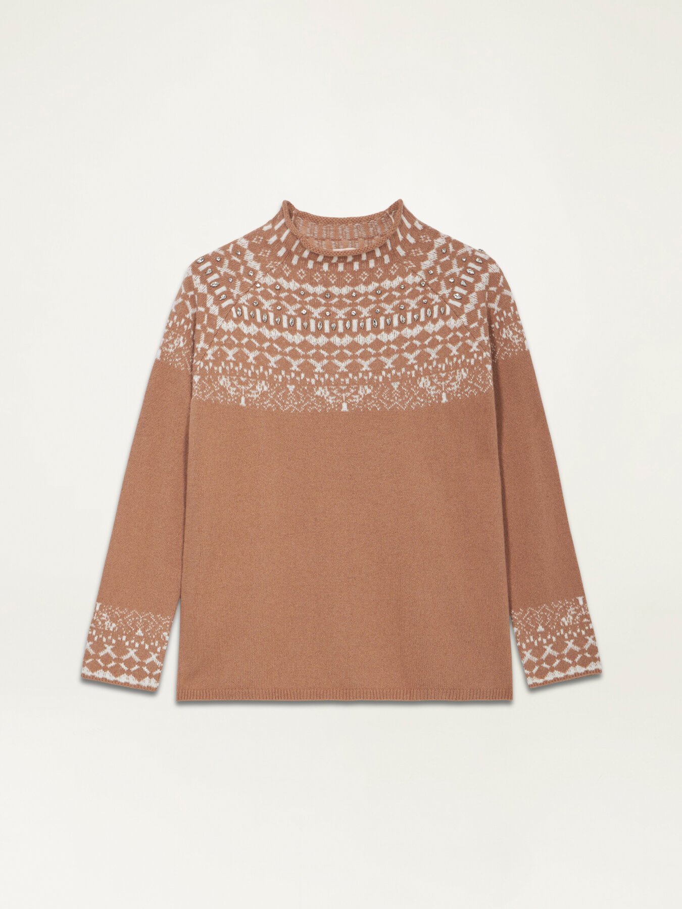 Pullover mit Intarsien und Steinen image number 3