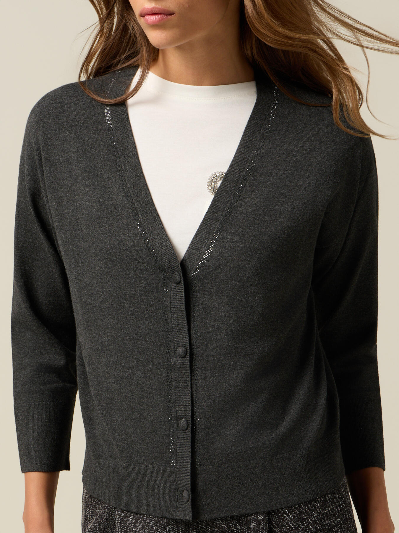 Cardigan din tricot fin cu aplicații image number 2