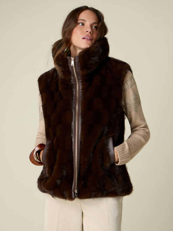 Sleeveless faux fur gilet