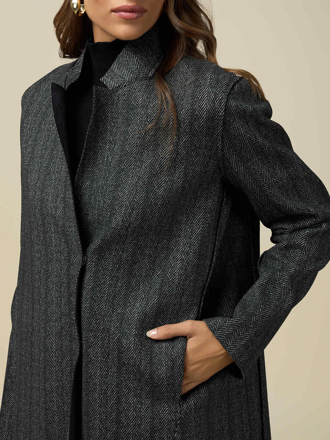 Double fabric mid-length coat image number 2