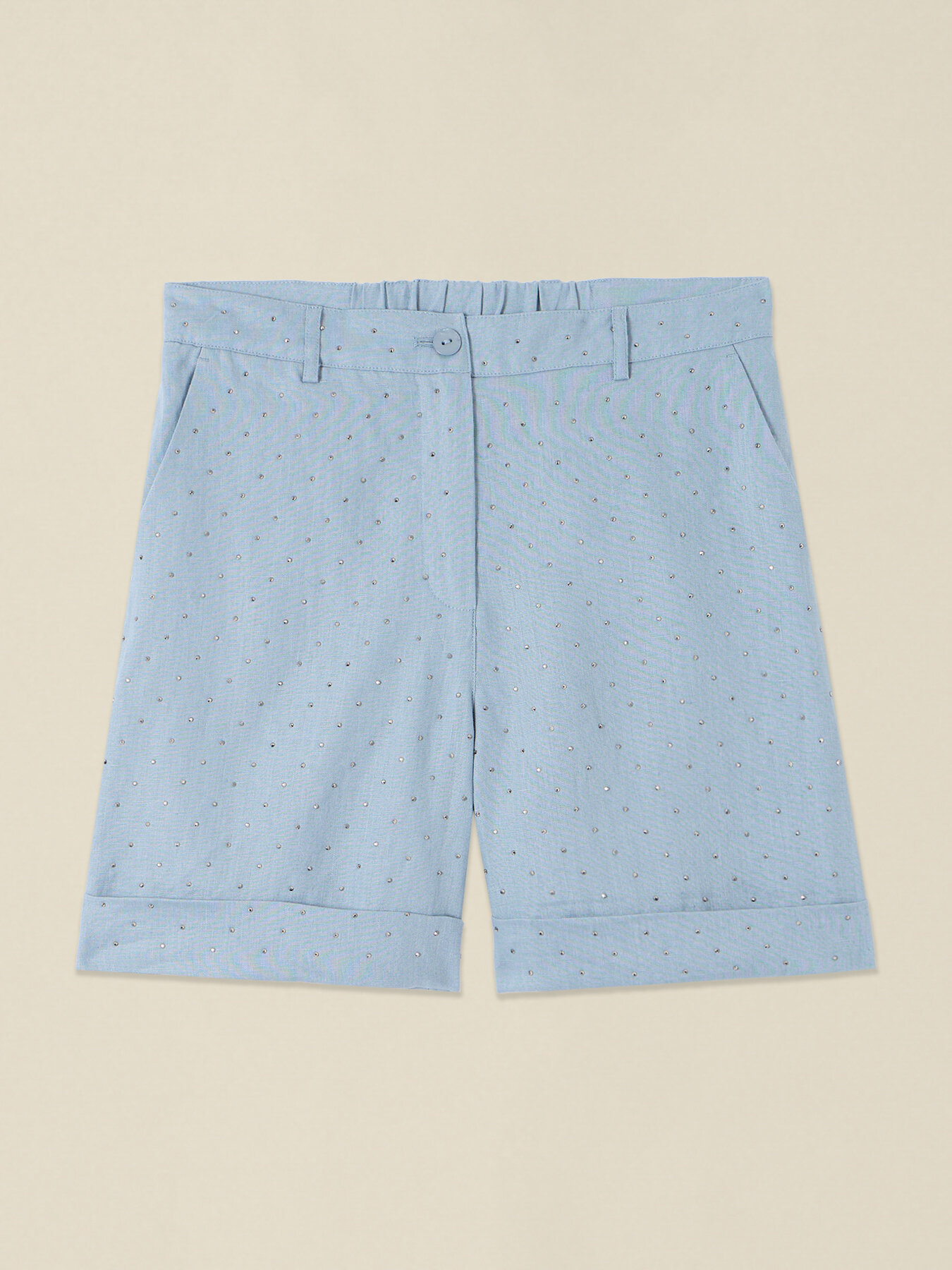 Linen Bermuda shorts with crystals image number 4