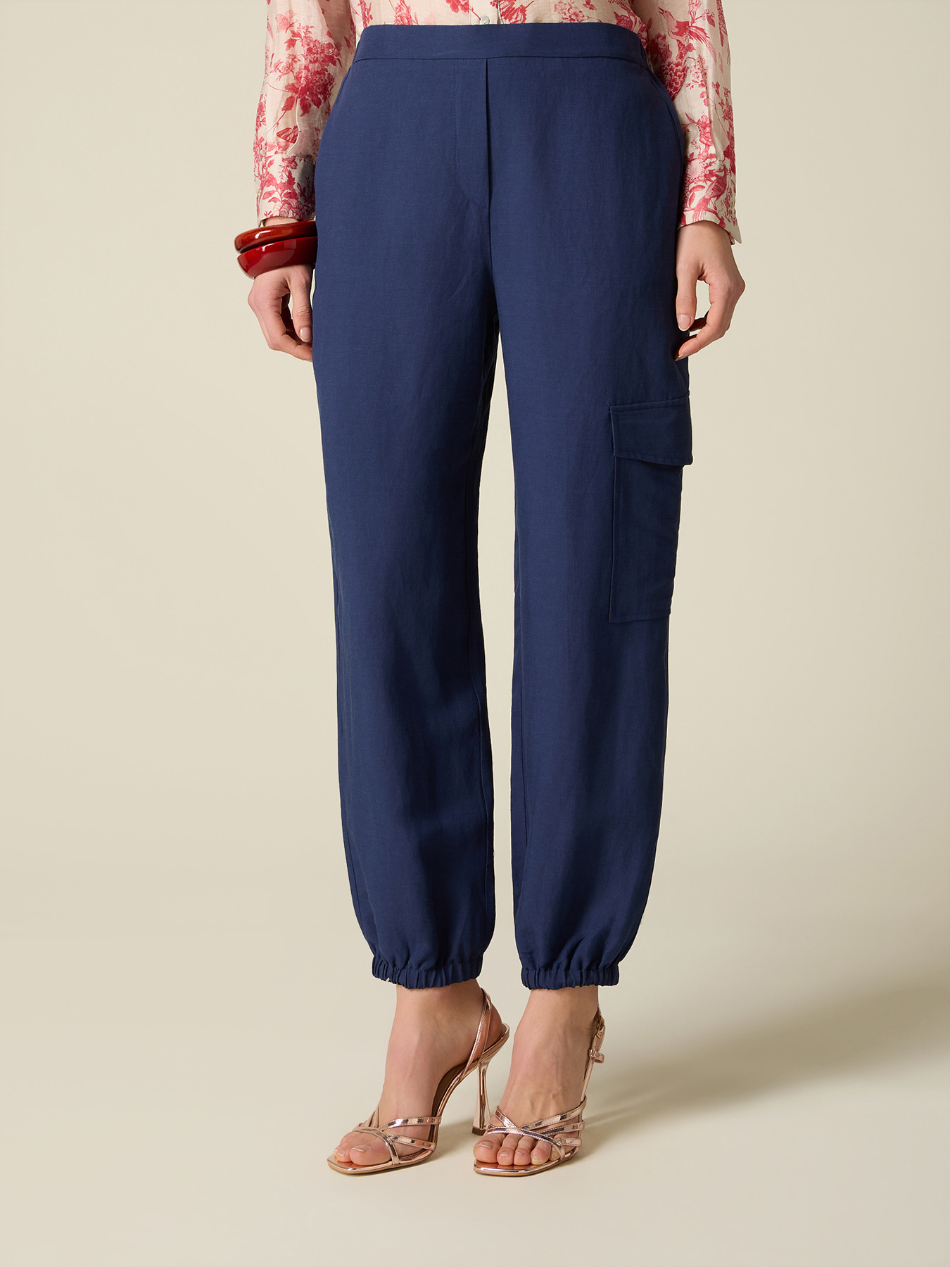 Pantaloni cargo in lino/viscosa image number 3