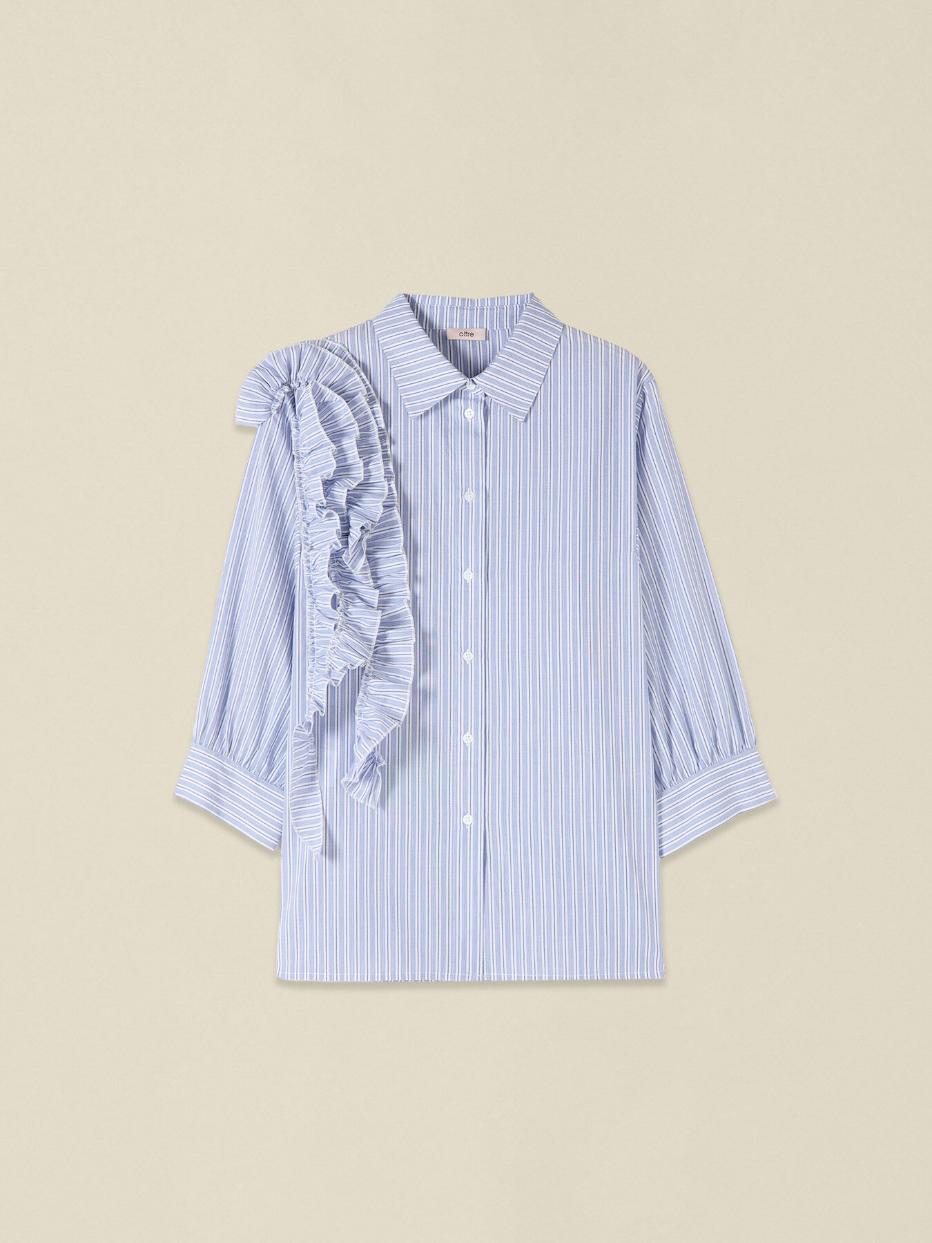 Oversized poplin shirt with ruffles image number 3