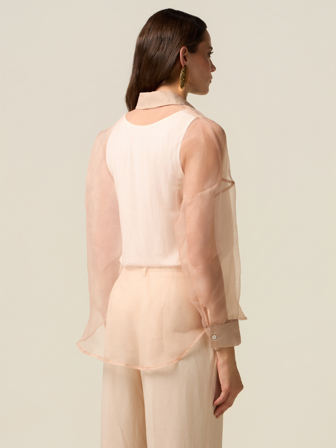 Organza shirt with brooch image number 1