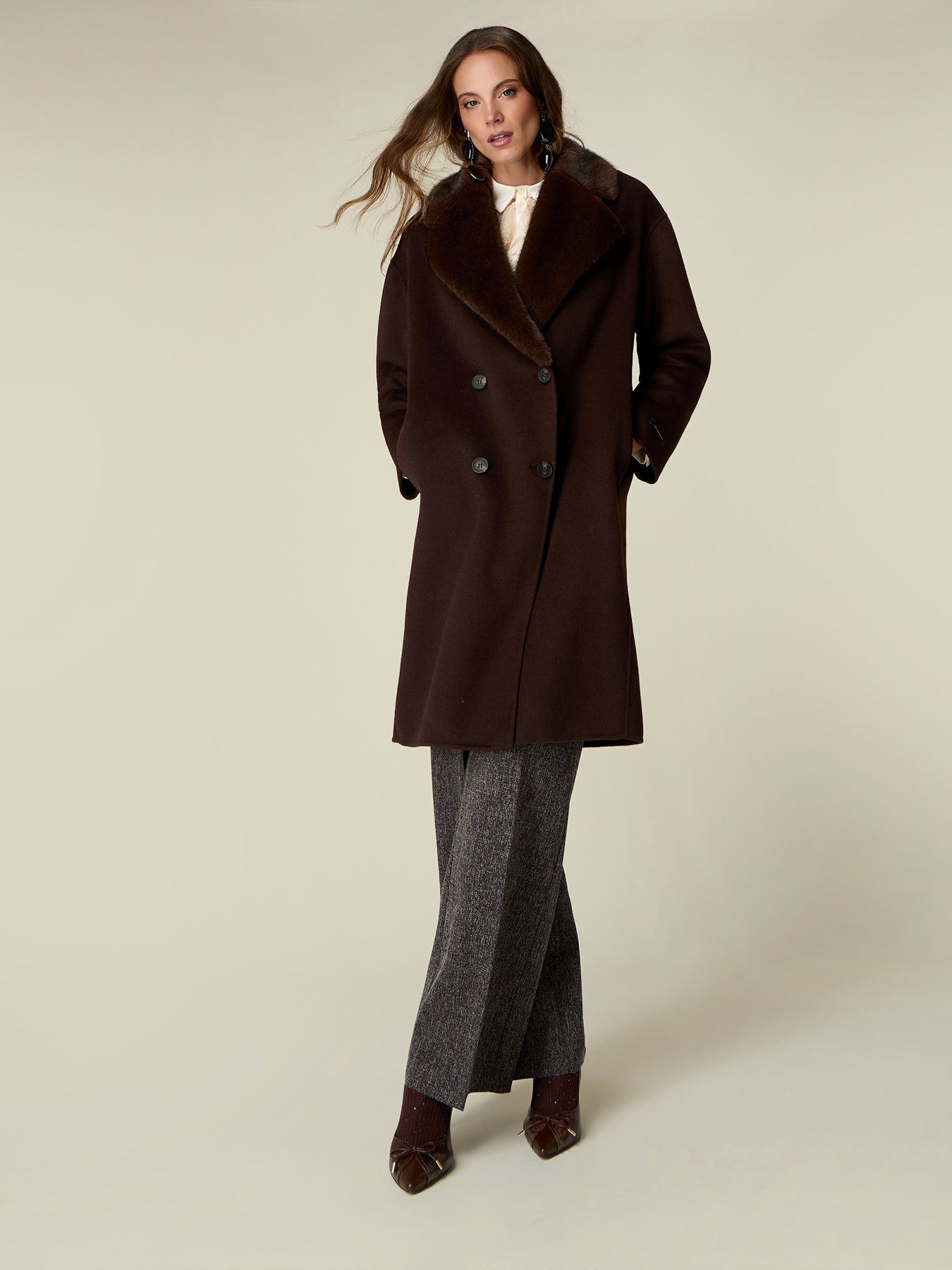 Wool blend double-breasted coat image number 1