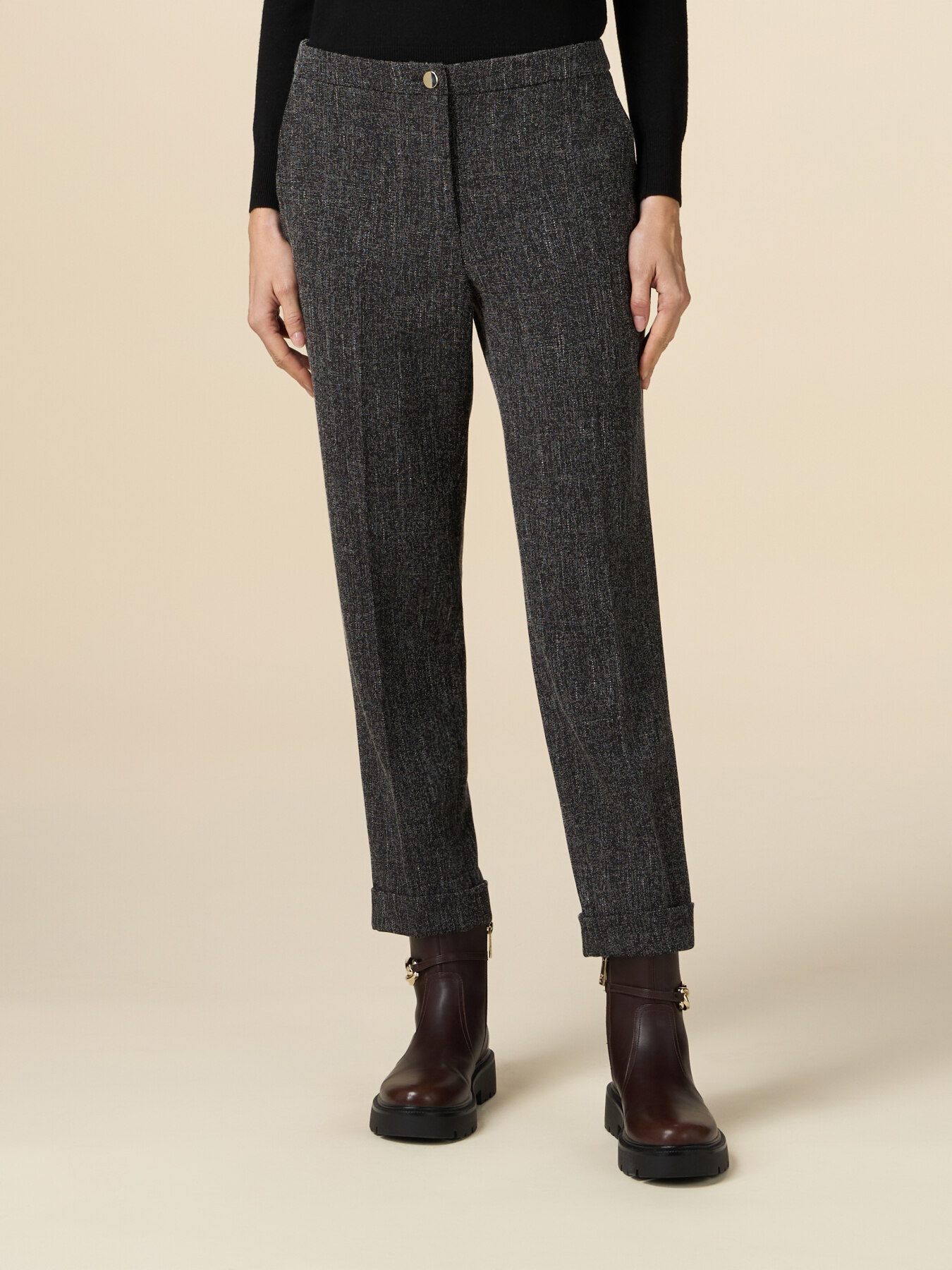 Regular viscose blend trousers image number 3