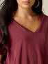 T-shirt misto modal con scollo a V image number 2