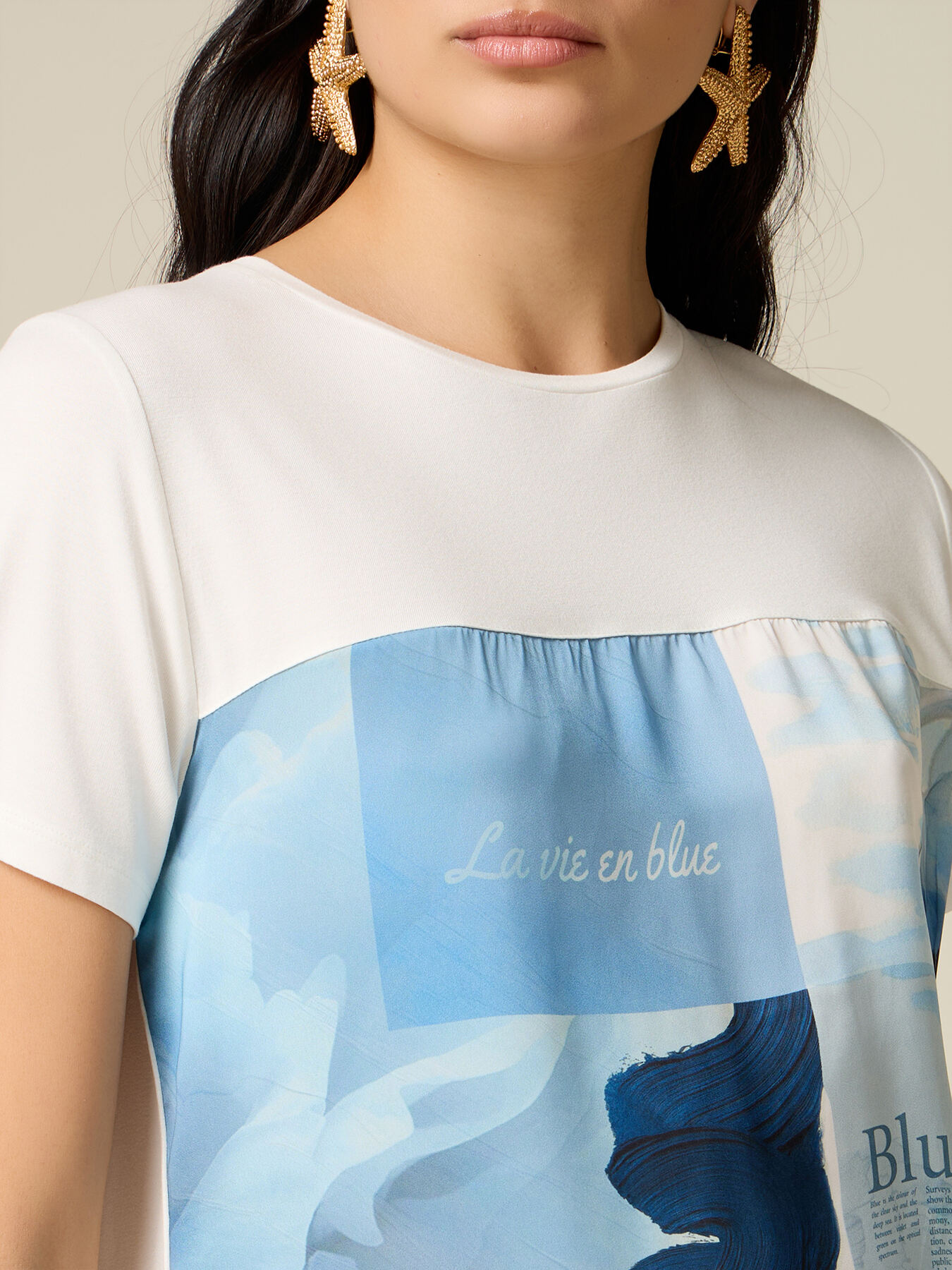 T-Shirt mit bedrucktem Satin-Einsatz image number 2