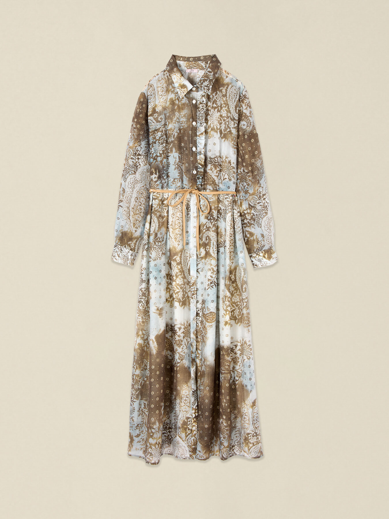 Long patterned shirt dress image number 3