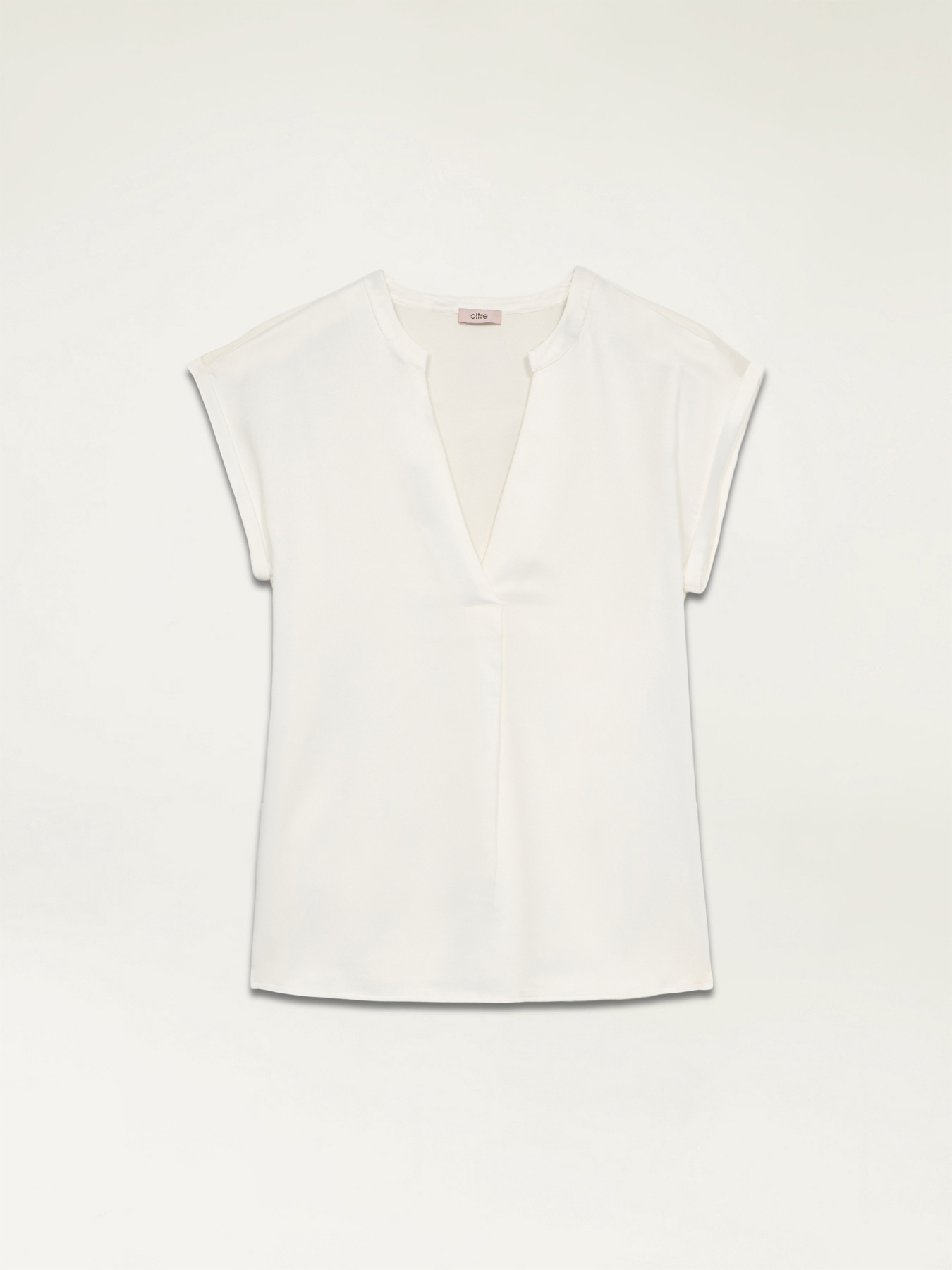 Dual-fabric V-neck T-shirt image number 3