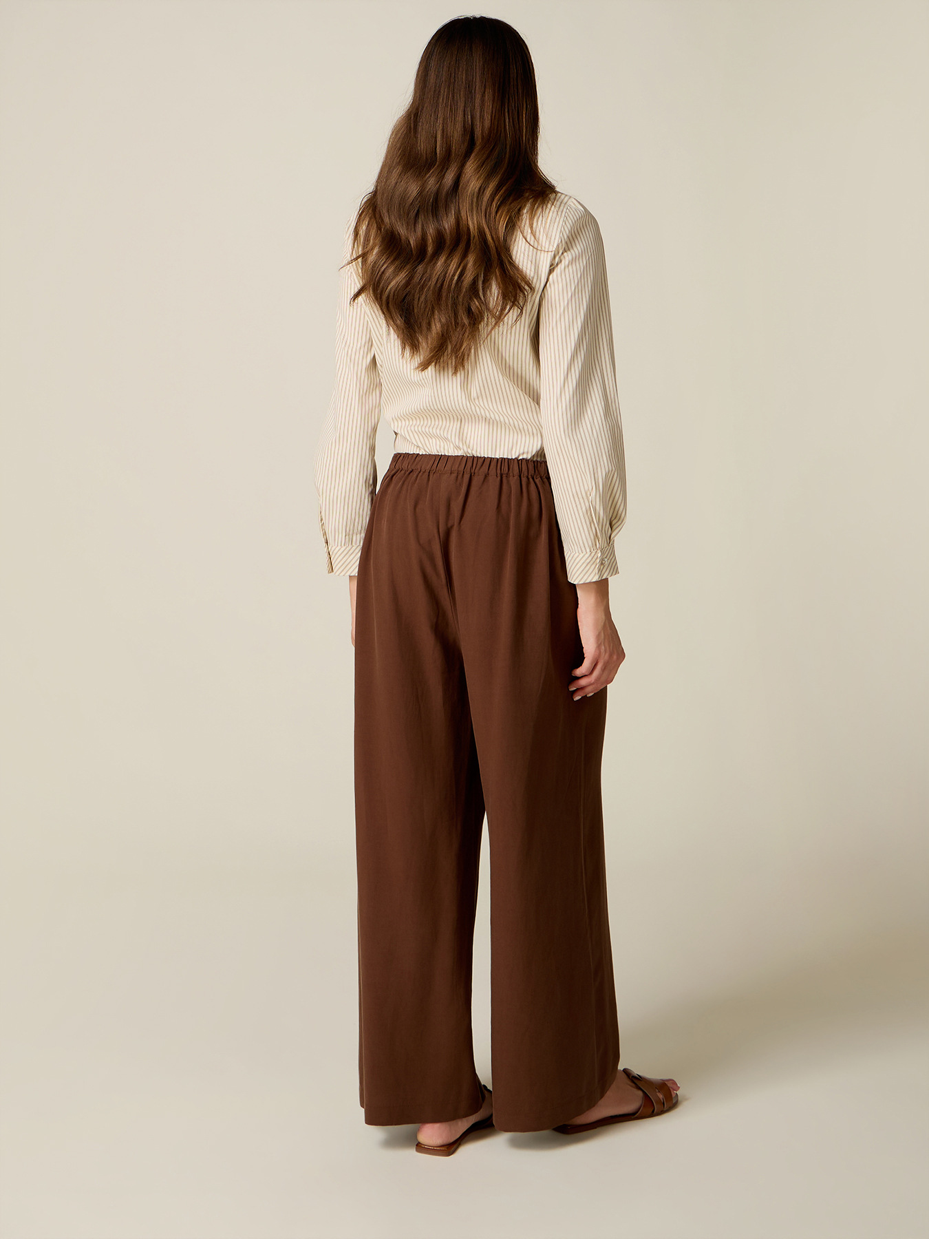 Wide-leg linen blend trousers image number 1