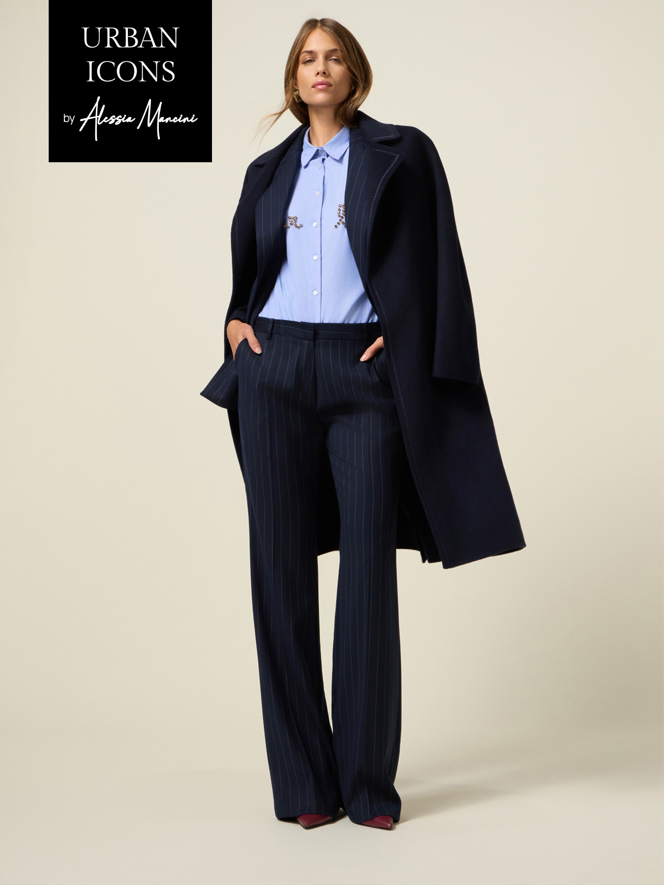 Pinstriped flare pants image number 0