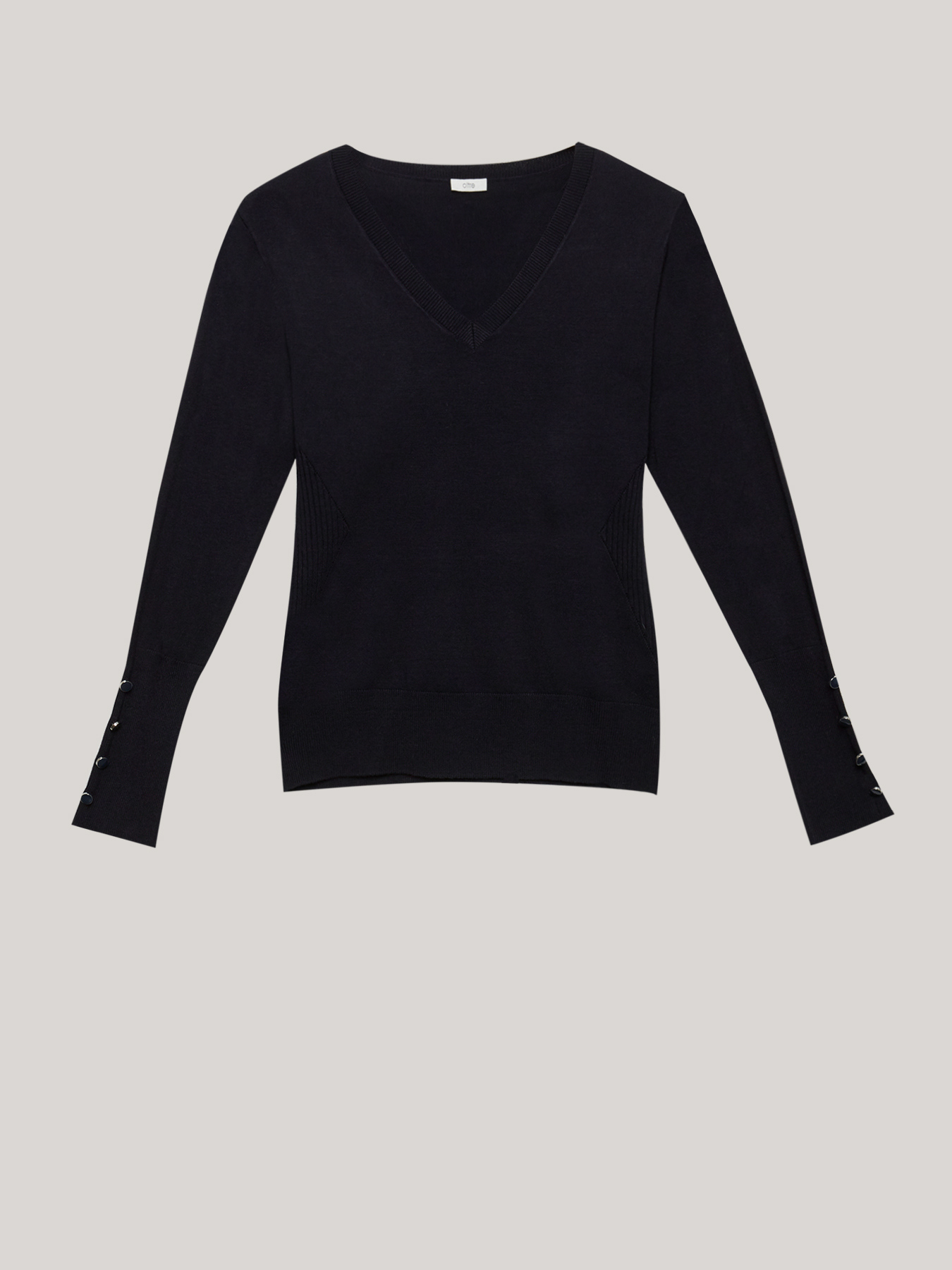 Maglia scollo a v con inserto a coste image number 3