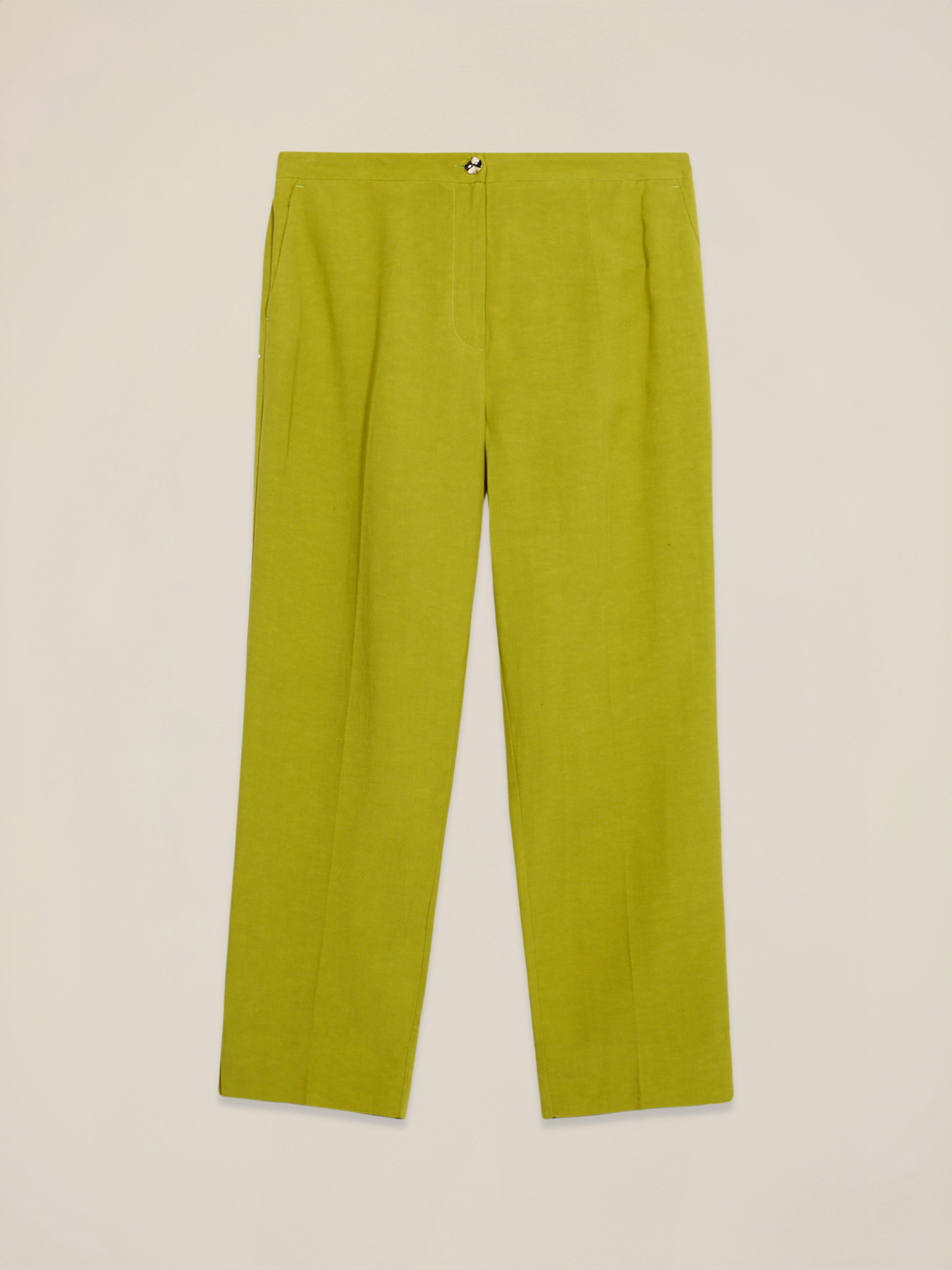 Pantaloni cropped misto lino image number 4