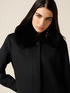 Long mixed wool coat with furry collar image number 2