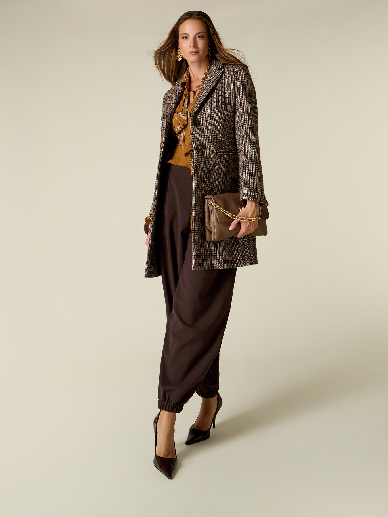 Check mixed wool patterned coat image number 0