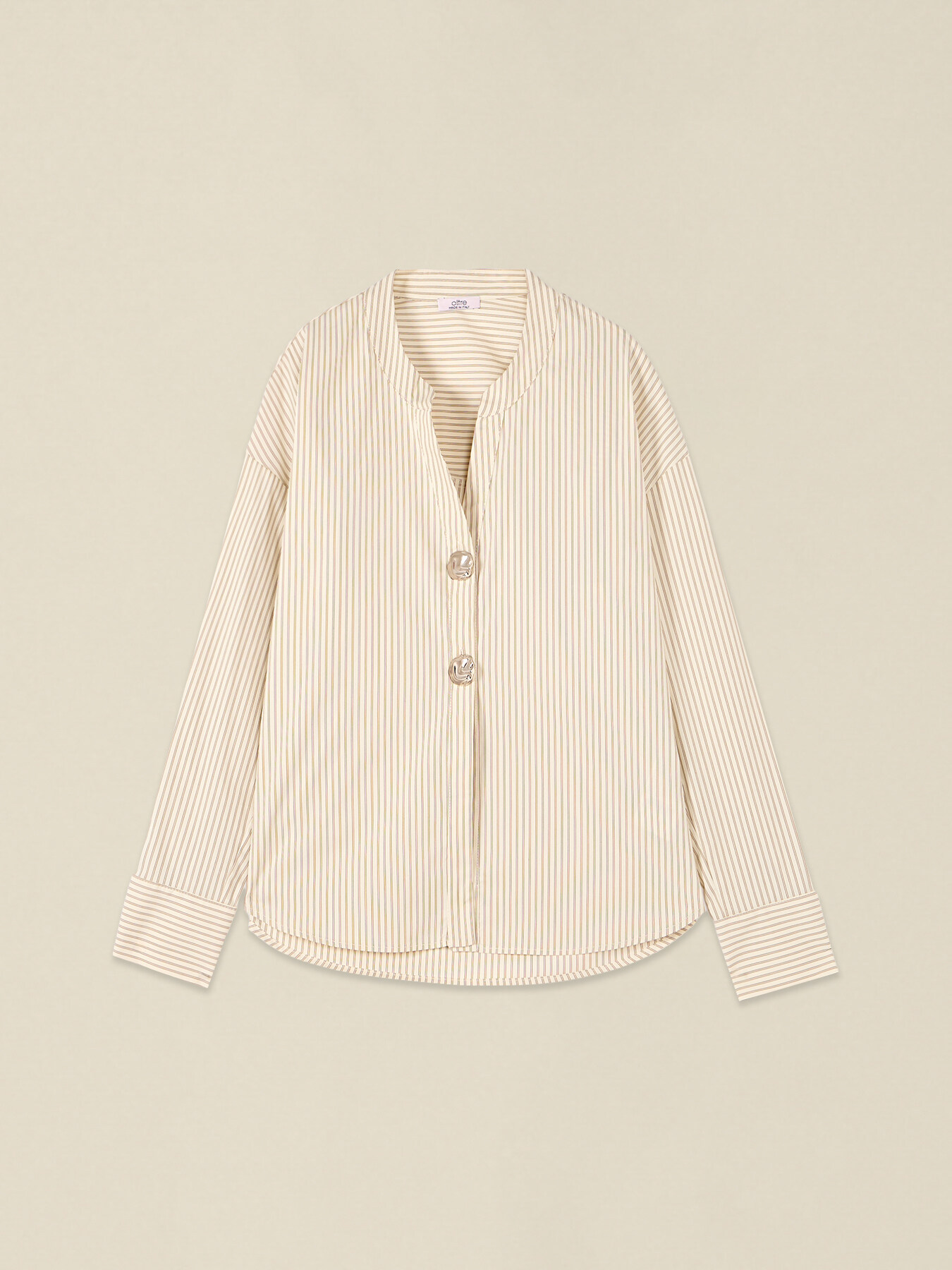 Striped canvas shirt with jewel buttons image number 3