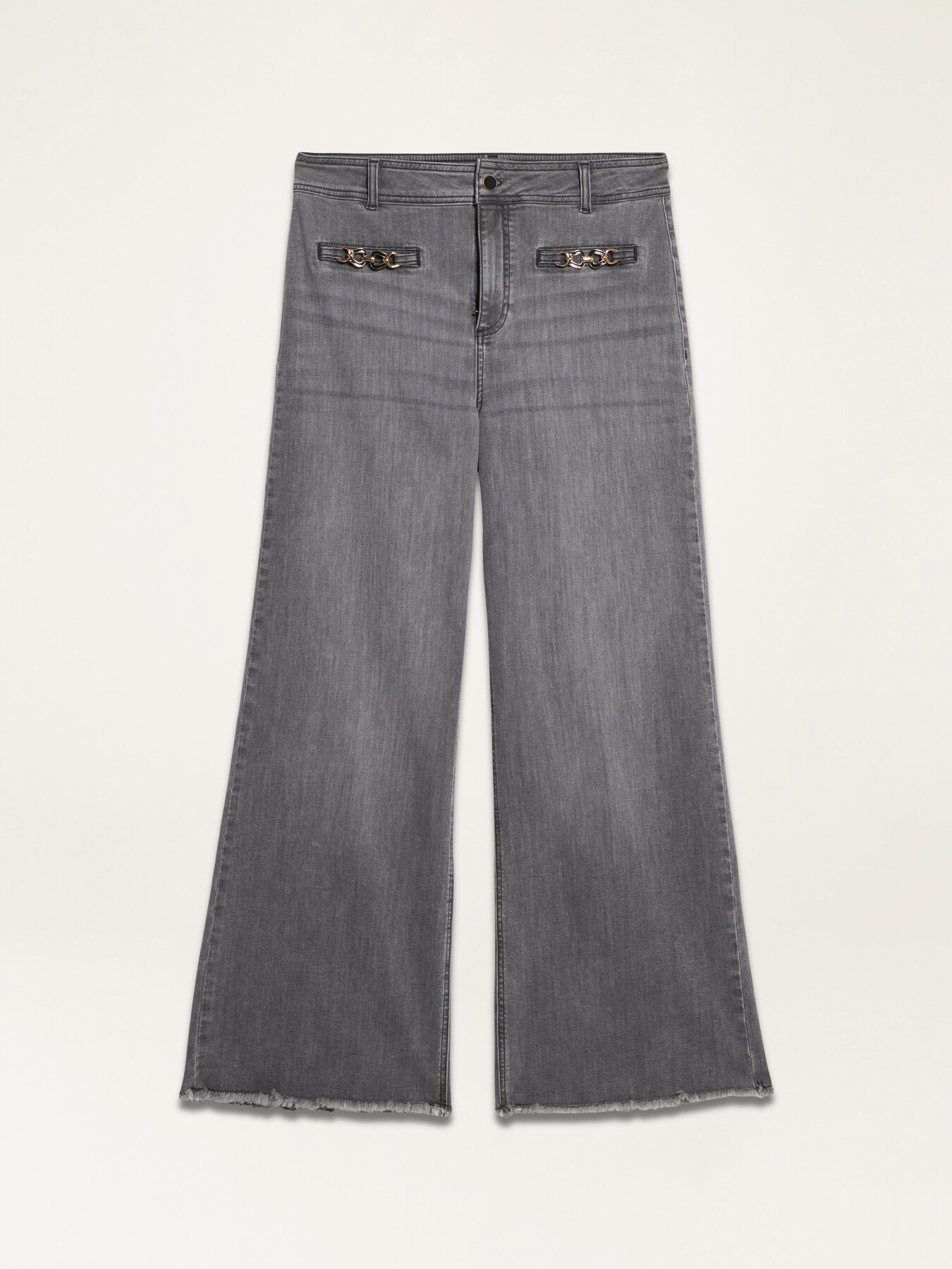 Jeans wide leg cropped a lavaggio grigio image number 0
