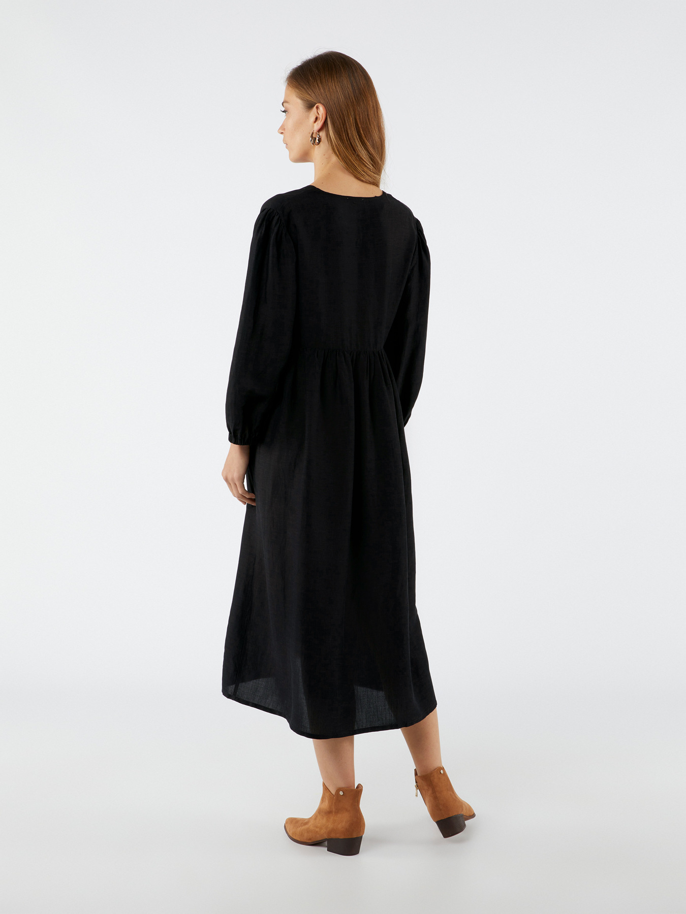 Vestito midi misto lino image number 1