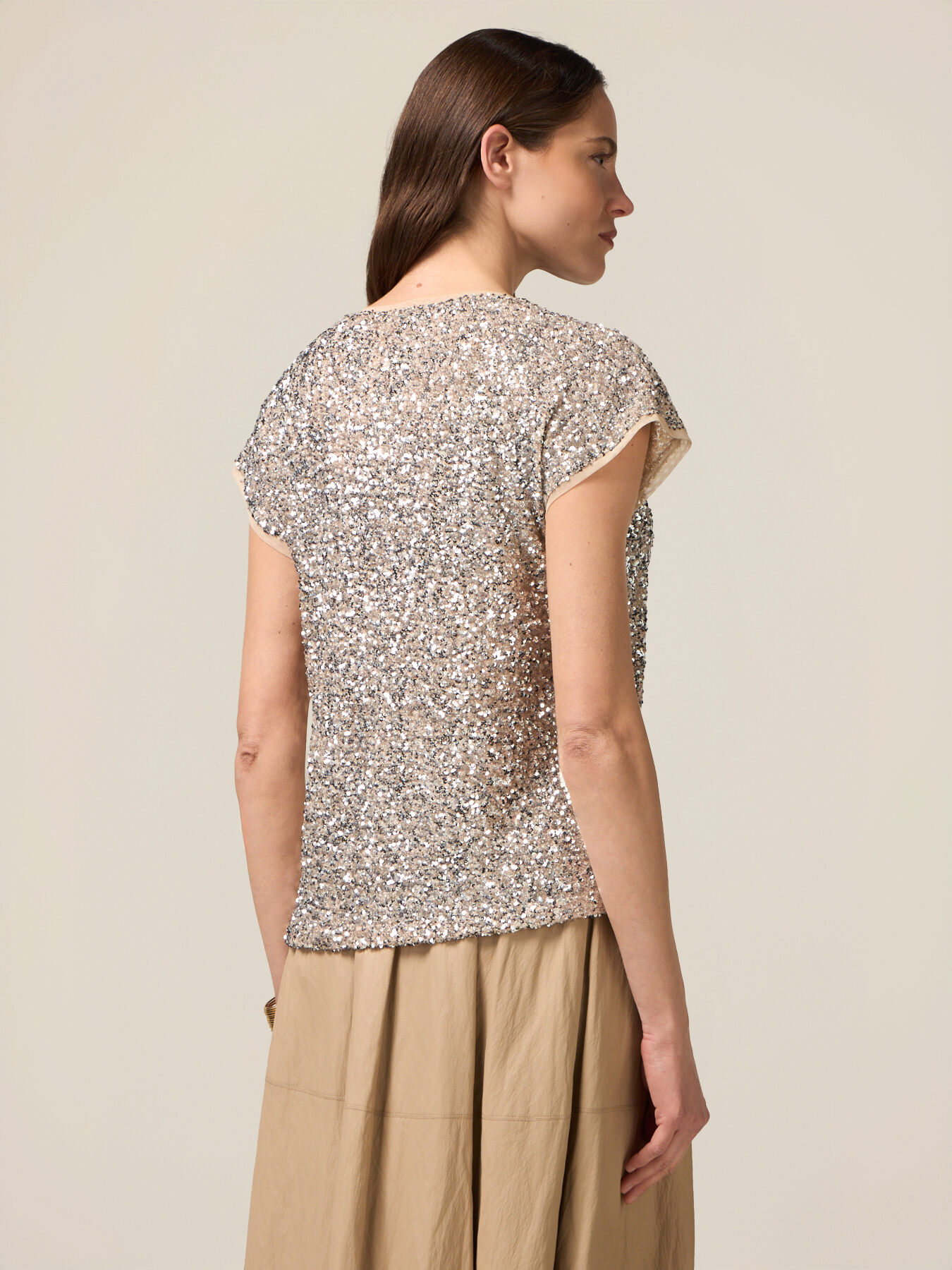 Blusa in tulle full paillettes image number 1
