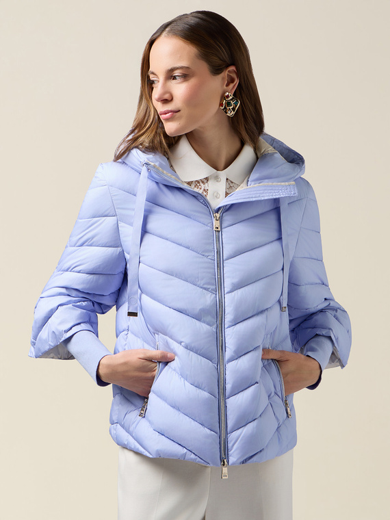 Down jacket with hood and cuffs