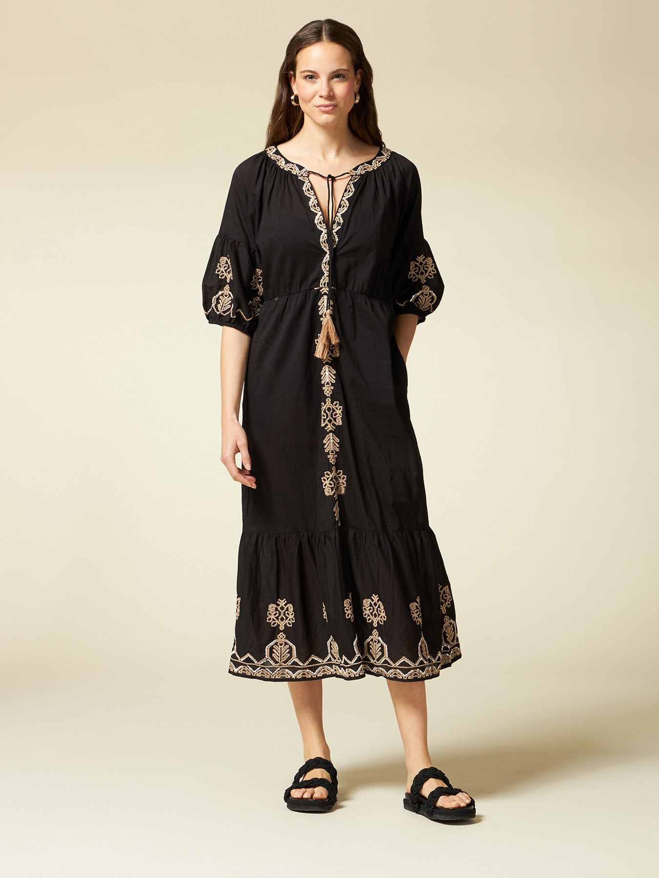 Vestito lungo estivo con ricami image number 3