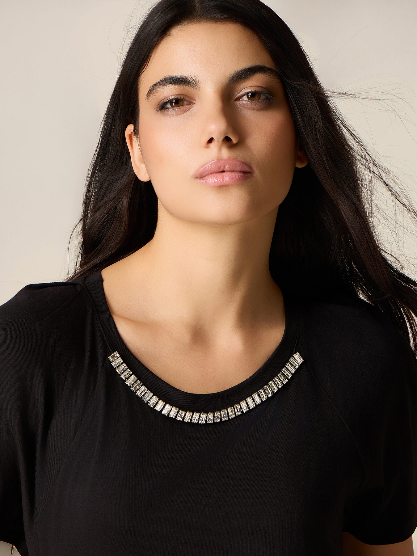 Cotton t-shirt with stone settings image number 2