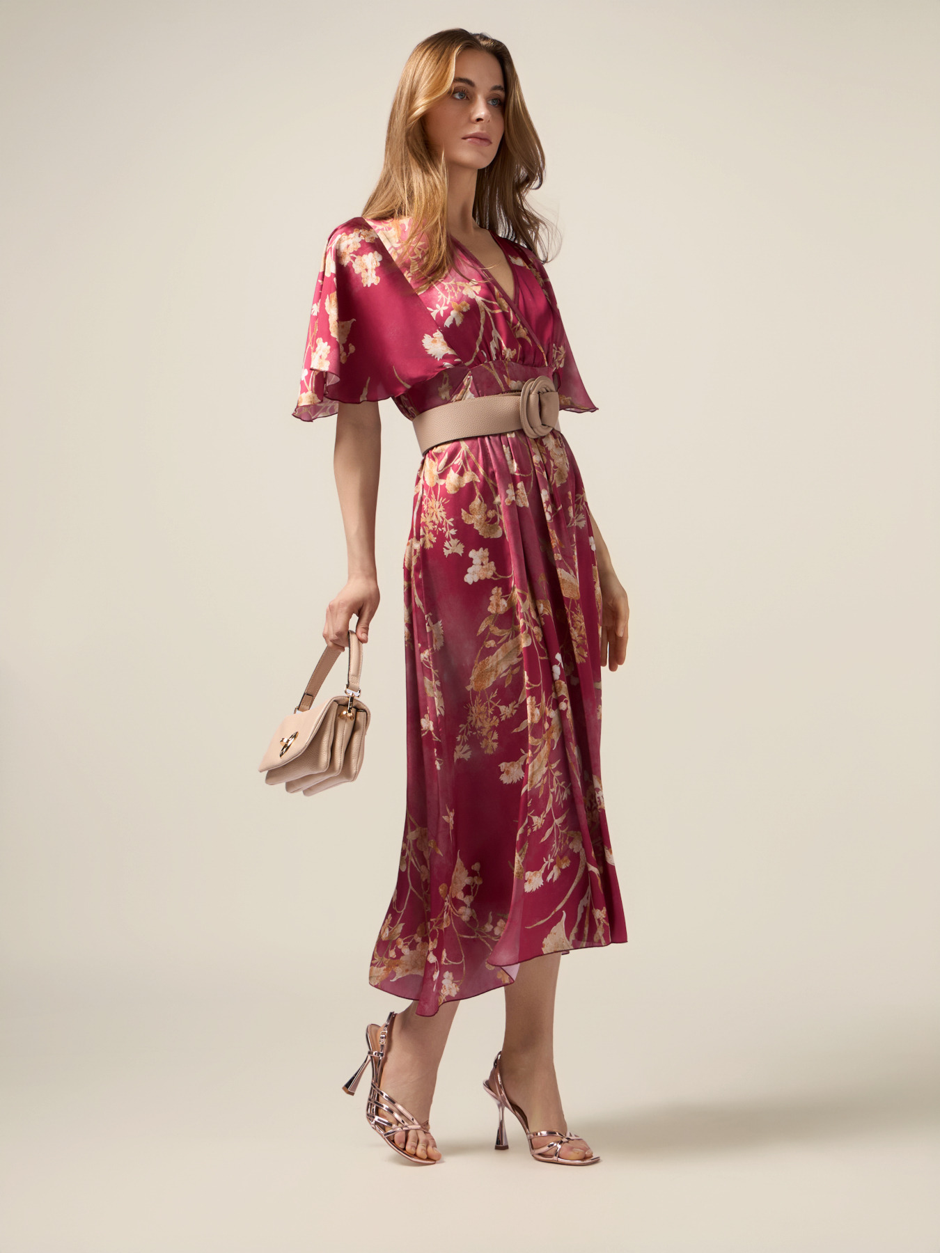 Vestito lungo in raso floreale image number 3