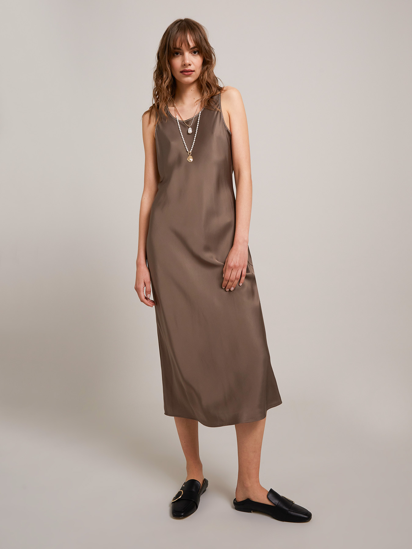 Vestito lungo in raso image number 2