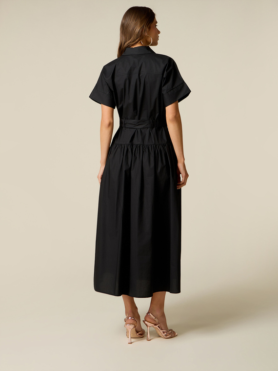 Poplin shirtdress with sash belt