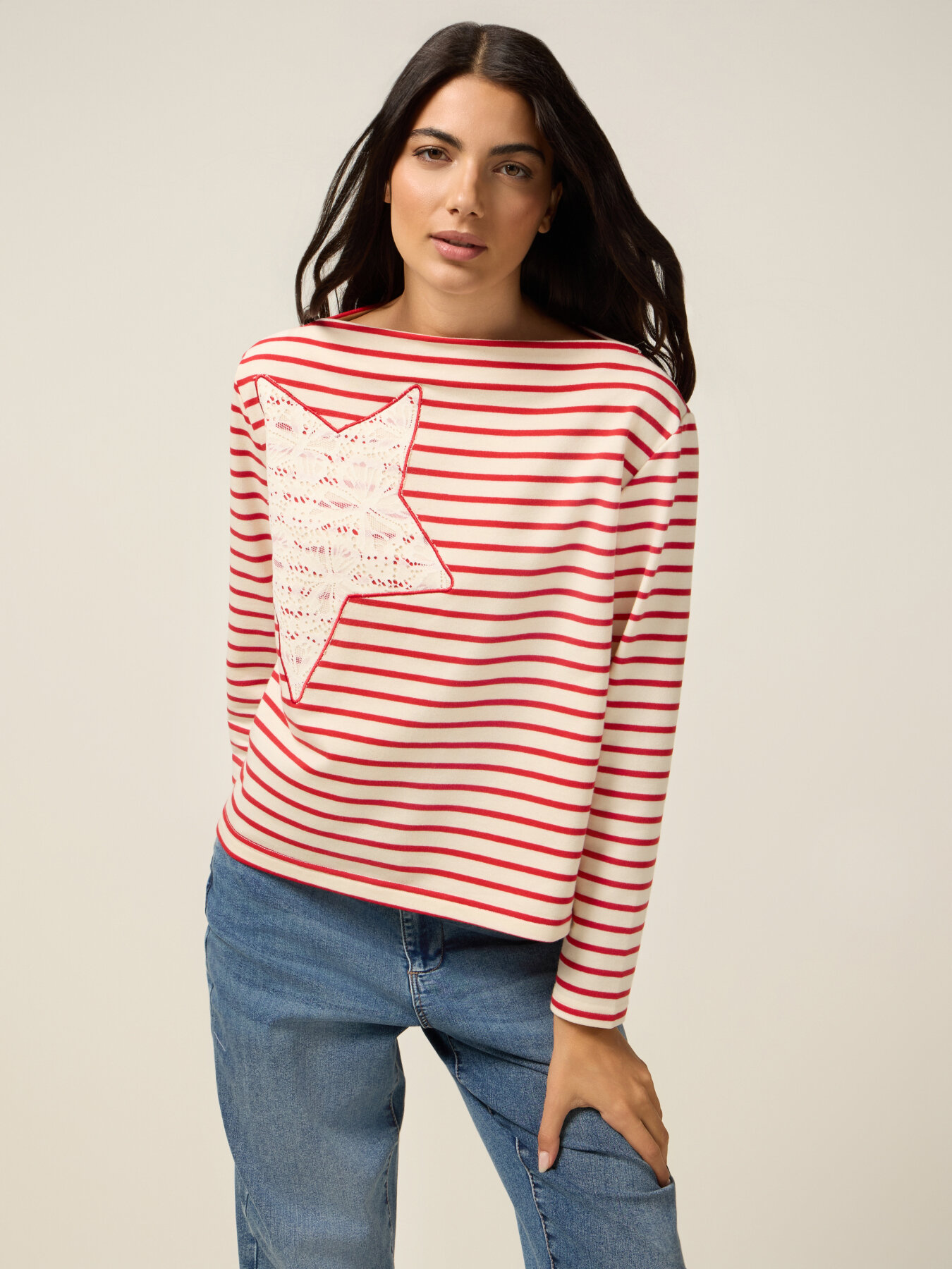 Striped sweatshirt with patch image number 0