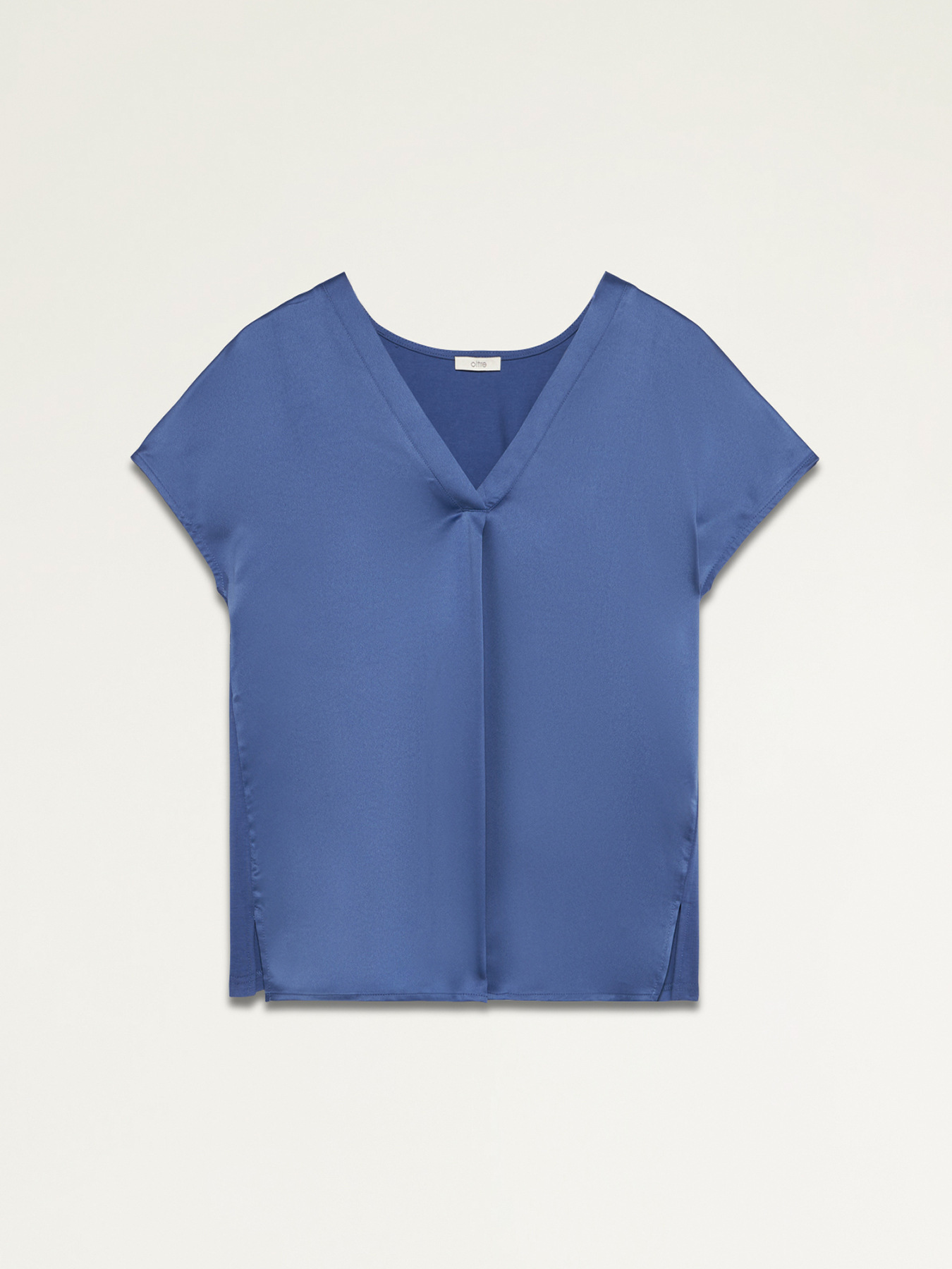 T-shirt bi-mati&egrave;re &agrave; col en V image number 3