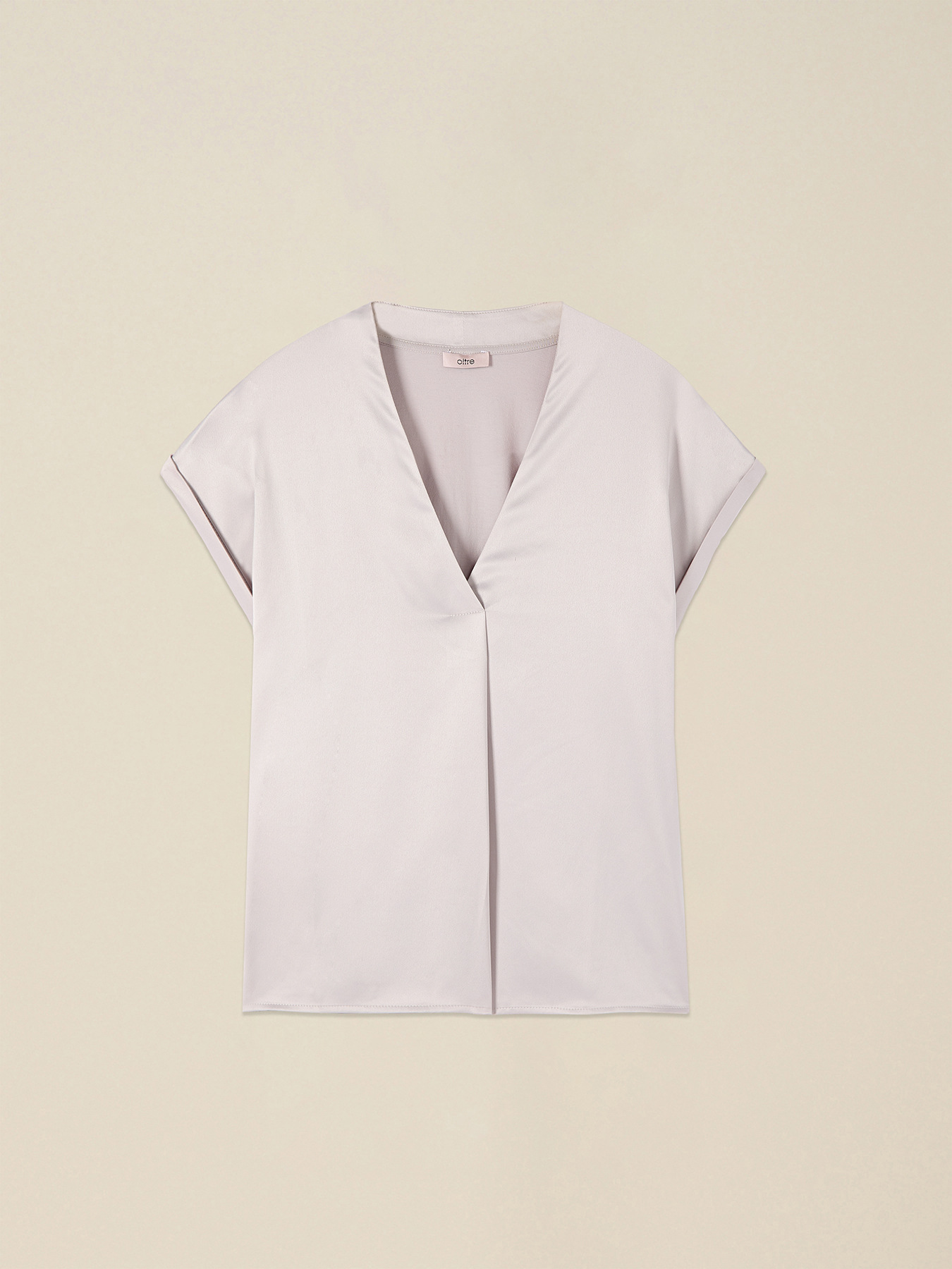 Two-material V-neck T-shirt image number 3