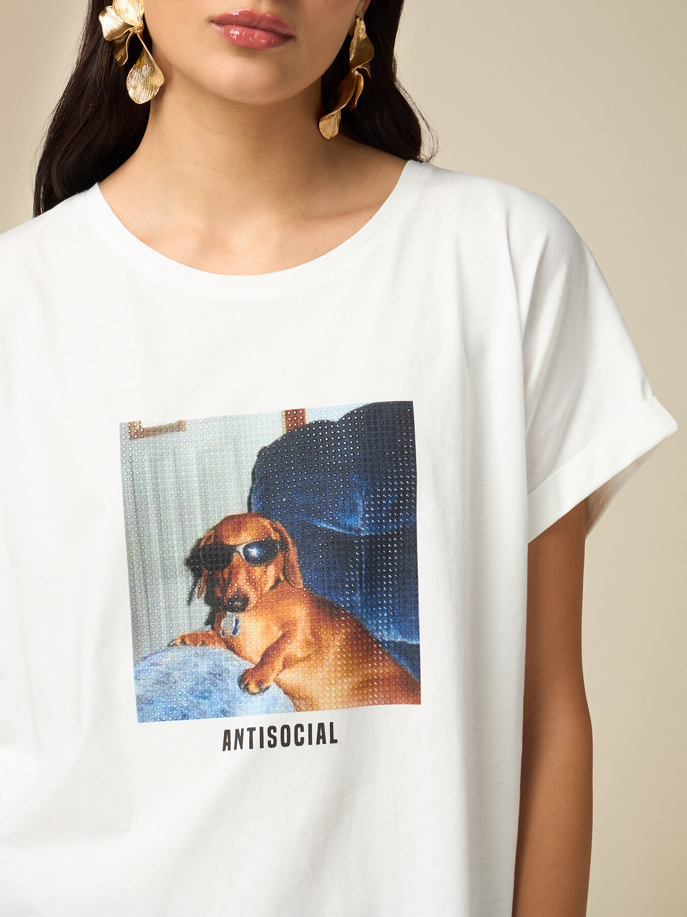 Camiseta estampada con mangas de quimono image number 2