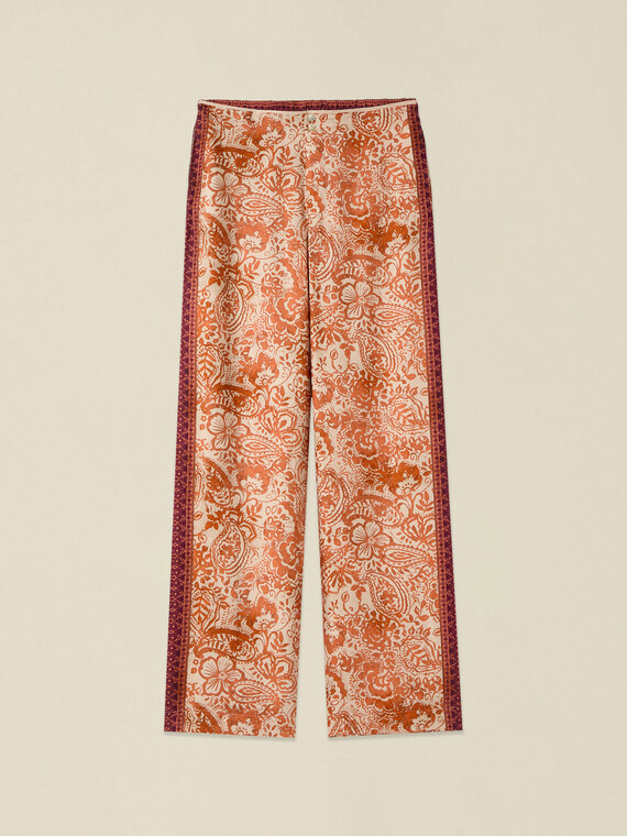Palazzo-Hose aus gemustertem Satin