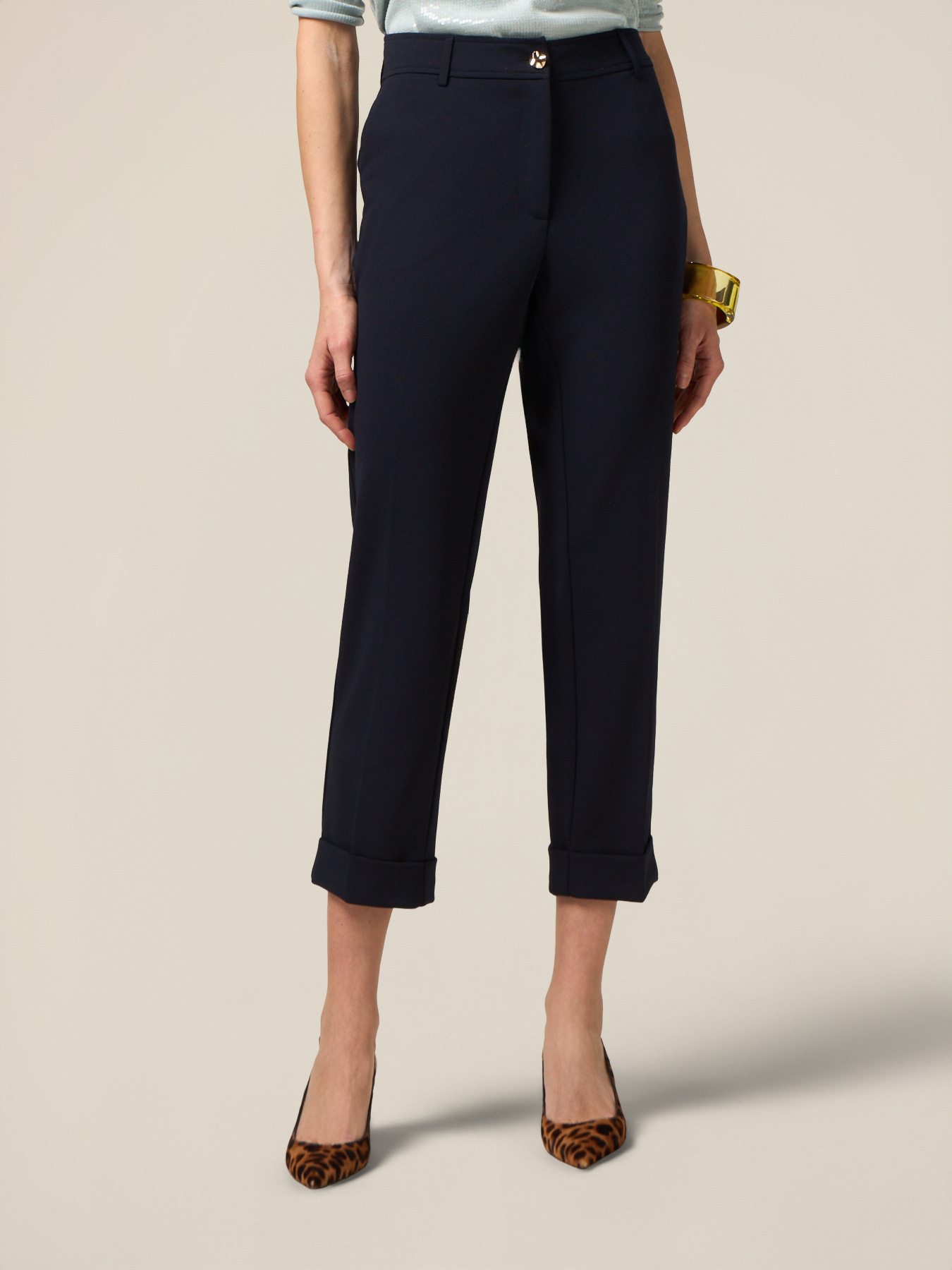 Regular pants in scuba crepe fabric image number 3