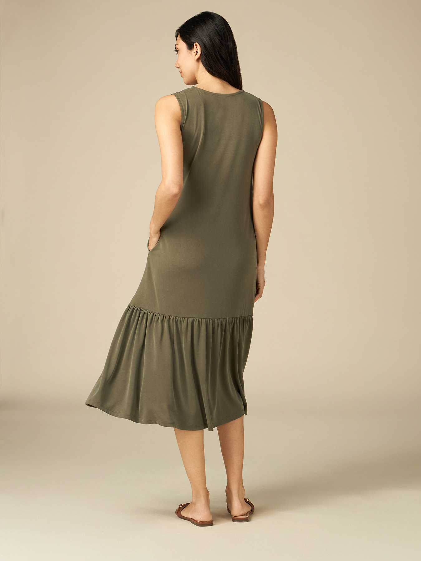 Vestito lungo in jersey effetto cupro image number 1