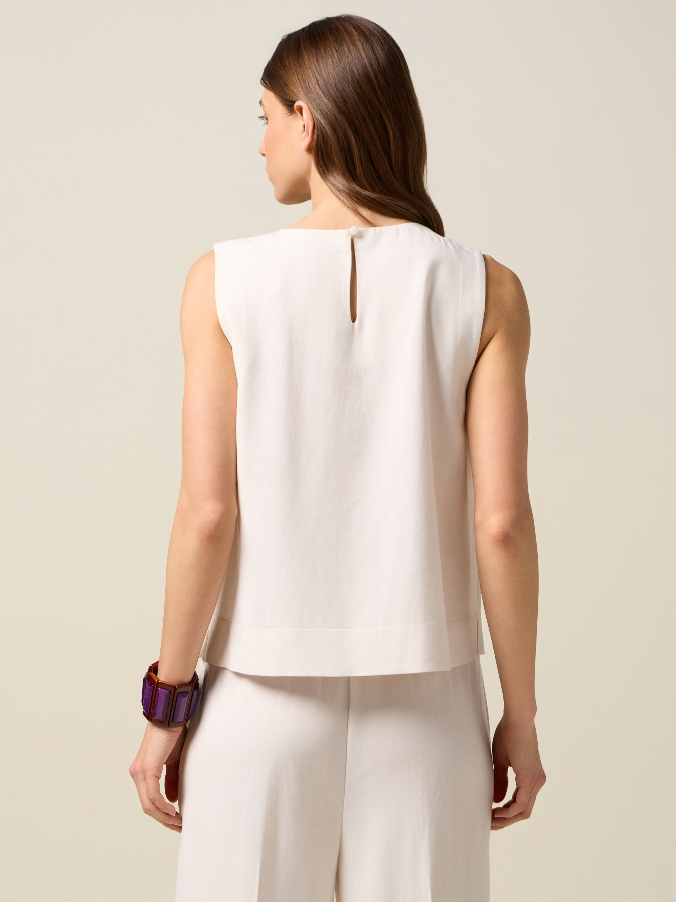 Mixed linen top with crystals image number 1