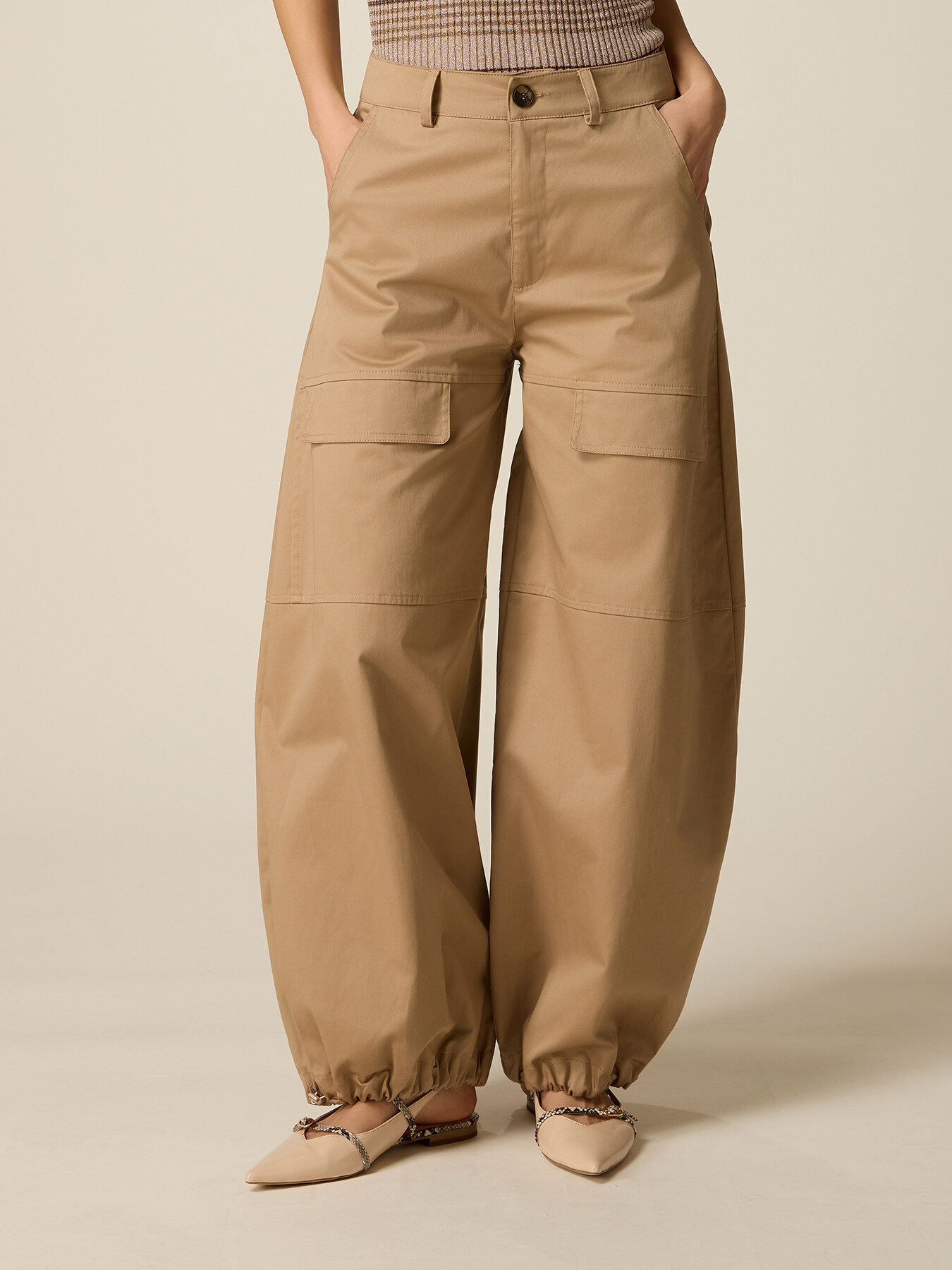 Mixed cotton cargo pants image number 3
