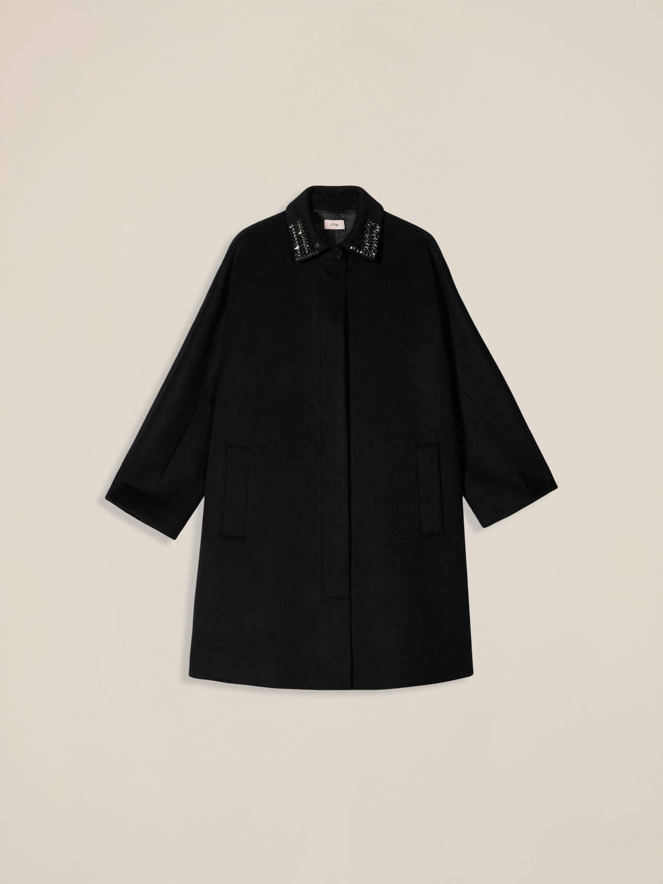 Cappotto misto lana con colletto gioiello image number 3