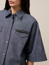 Camisa oversize mezcla de lino efecto denim image number 2