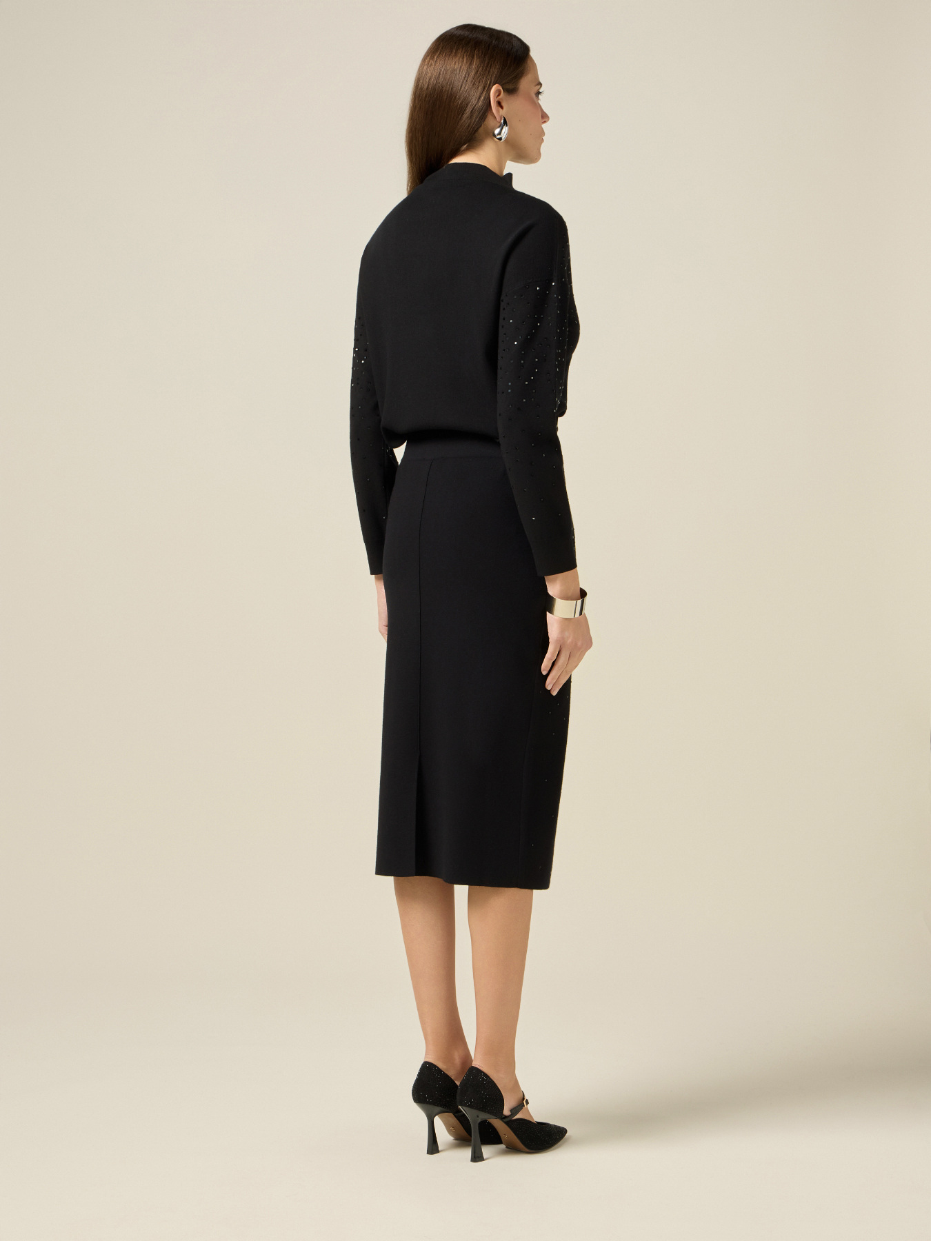 Knit skirt with crystals image number 1